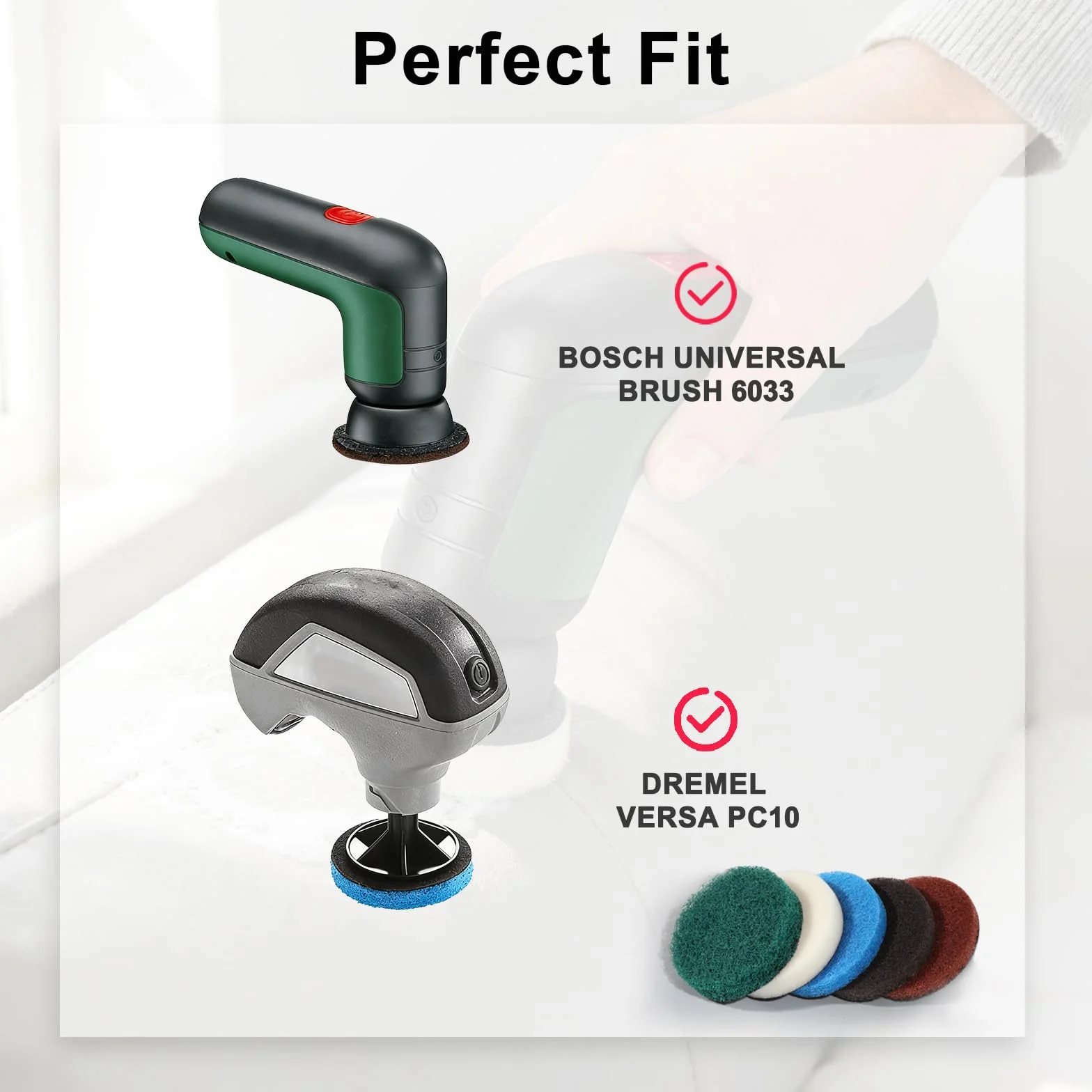 20 sztuk wymiennych szczotek do Bosch Universal Brush 6033 & Dremel Versa PC10, zestaw wymiennych nakładek, 5 typów: wysokowydajne, mikrofibra, podkładka kuchenna, podkładka do szorowania i