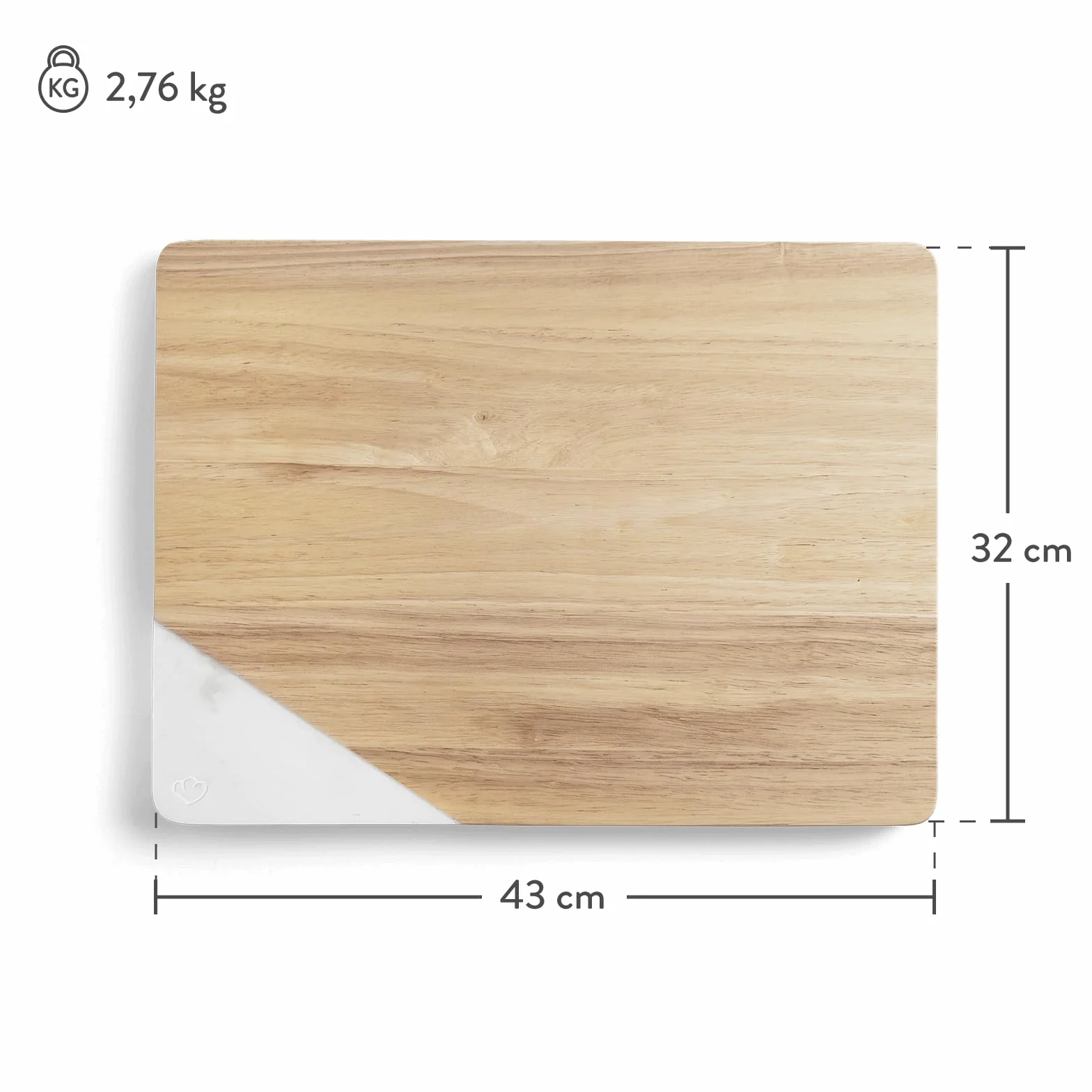 Springlane Deska do krojenia - kauczukowe drewno & marmur - 43 x 32 x 2,5 cm