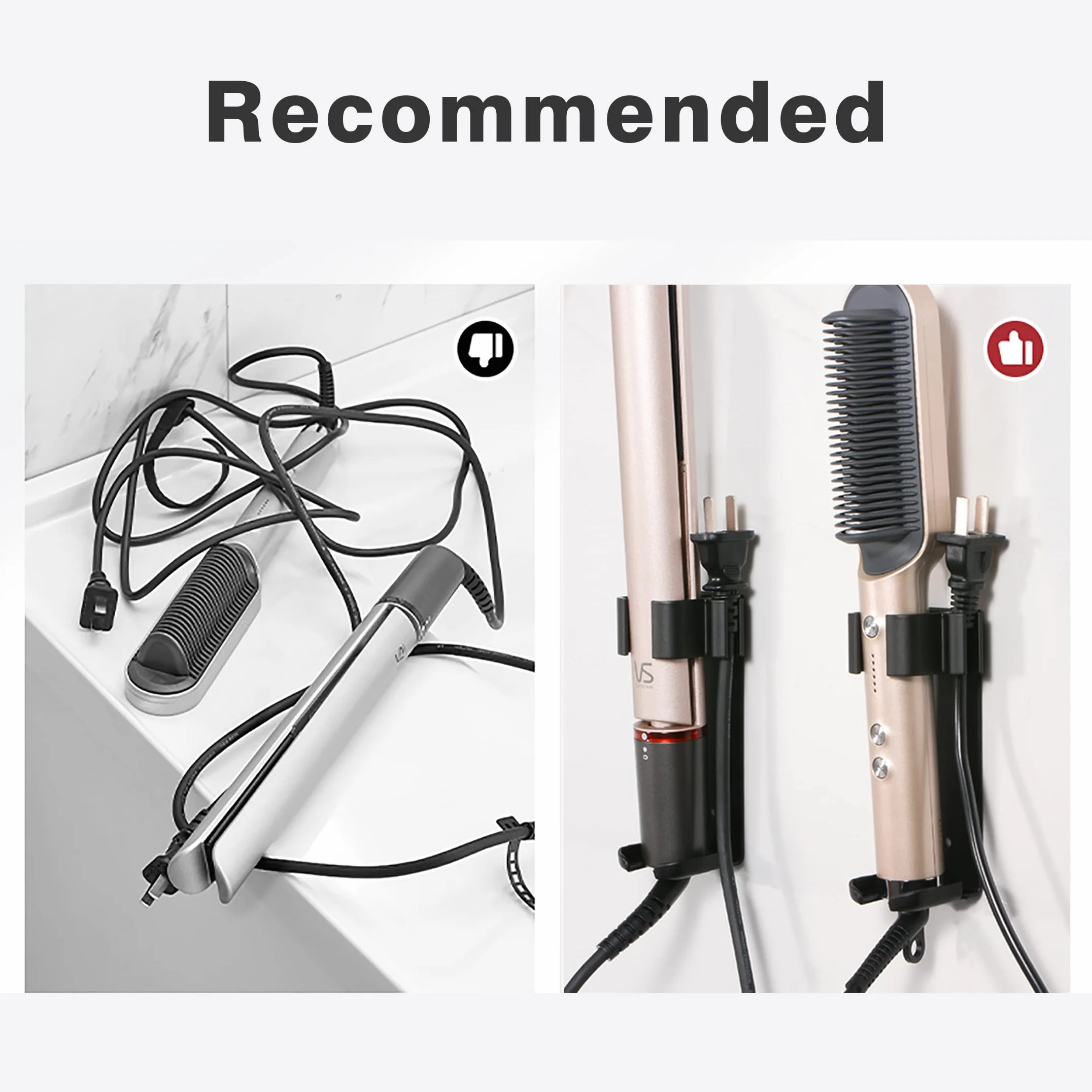 Uchwyt ścienny metalowy do Dyson Airwrap, organizer na prostownicę i lokówkę, odporny na wysokie temperatury, aluminium (czarny)
