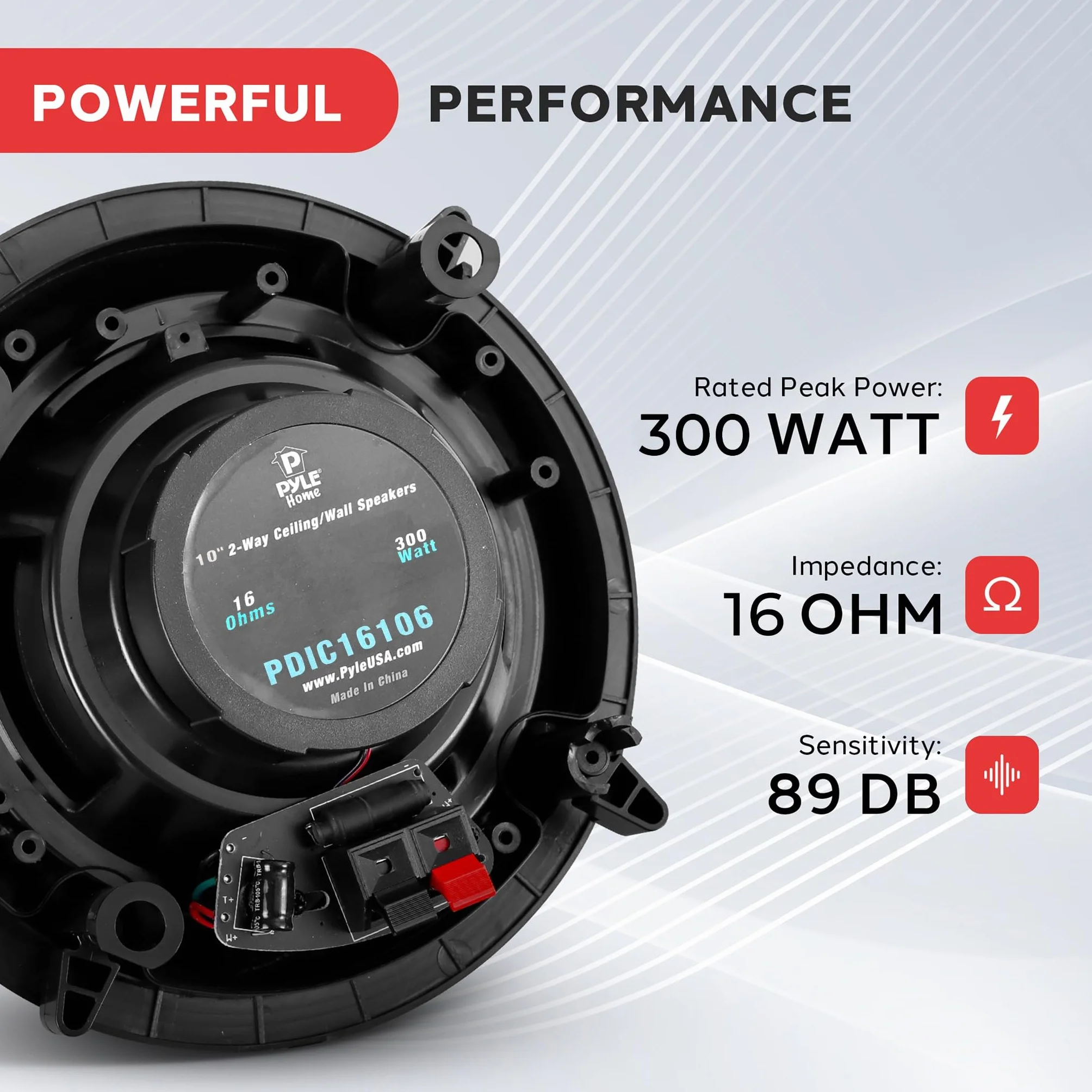 10” Ceiling Wall Mount Speakers - Pair of 2-Way Full Range Sound Stereo Speaker Audio System Flush Design w/Electronic Crossover Network 35Hz-20kHz Frequency Response & 250 Watts Peak - Pyle PDIC106
