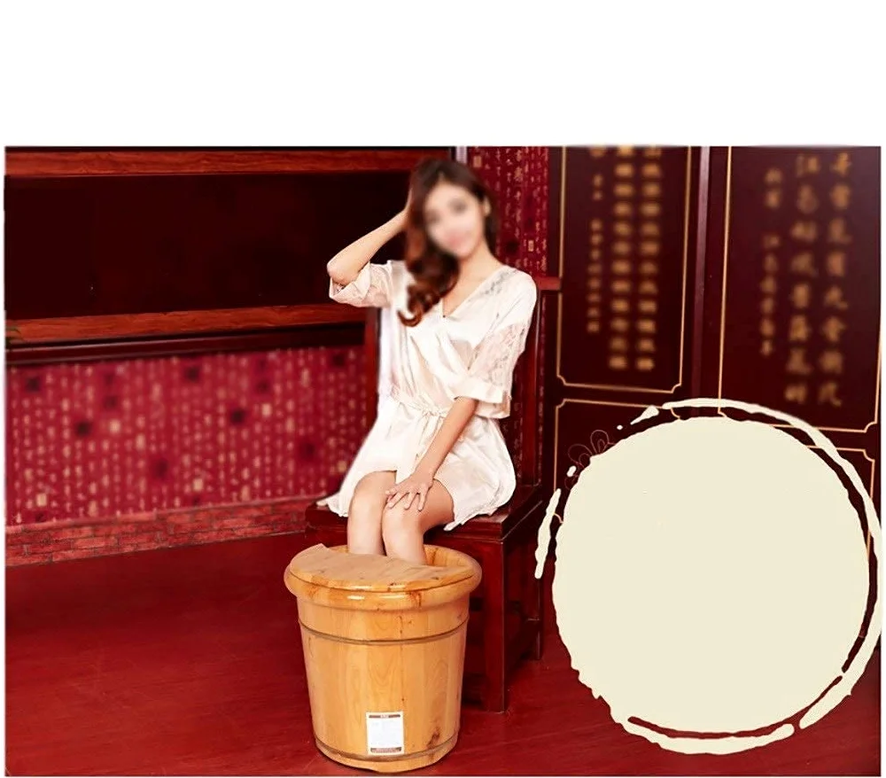 Drewniana beczka Foot Spa Domowy prezent Wanna do stóp Beczka do kąpieli Wanna do kąpieli stóp Wanna do kąpieli stóp Zima Lekka rurka bambusowa Beczka do pedicure Kąpiel do stóp z pokrywką Artykuły