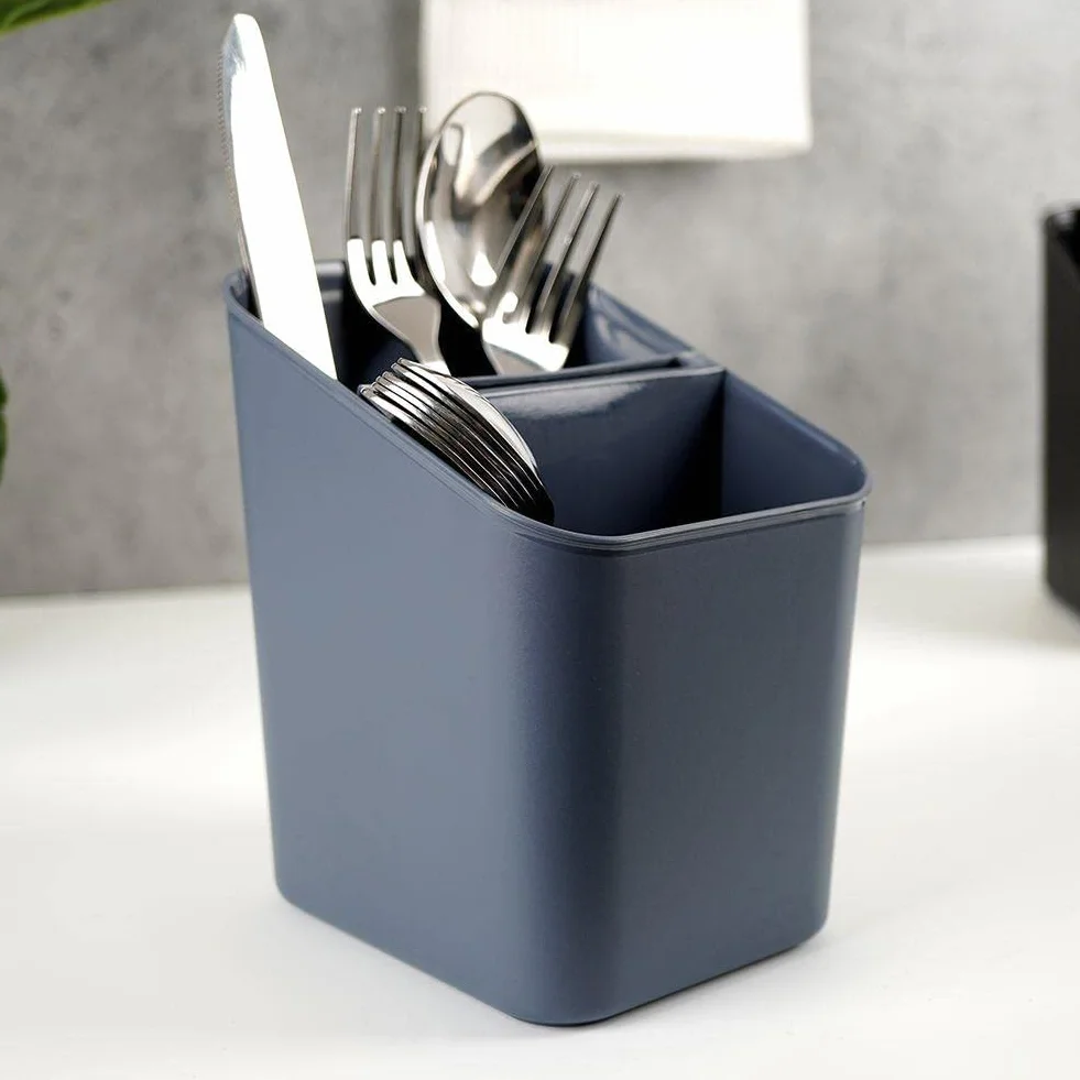 Ociekacz na sztućce Organizer Kosz przybory kuchenne Szary 14x11x16 cm