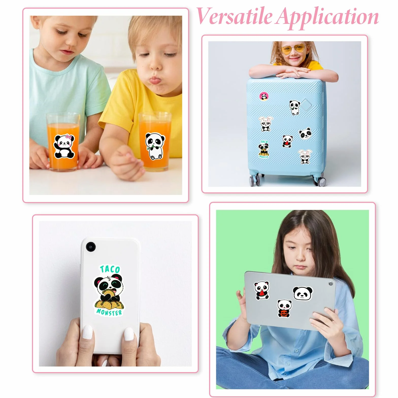 Molain 50 szt. naklejek panda, wodoodporne winylowe panda, scrapbooking, kalkomania, panda, dekoracje imprezowe, urocze naklejki z kreskówek, na butelkę z wodą, laptopa, scrapbookingu, deskorolkę,