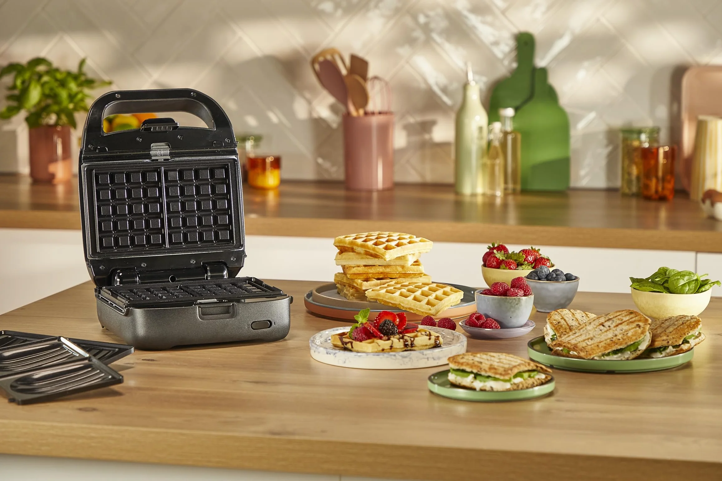 Tefal SW8674F0 Snack Collection opiekacz do kanapek i gofrów 700W 230°C nieprzywierająca powłoka ceramiczna