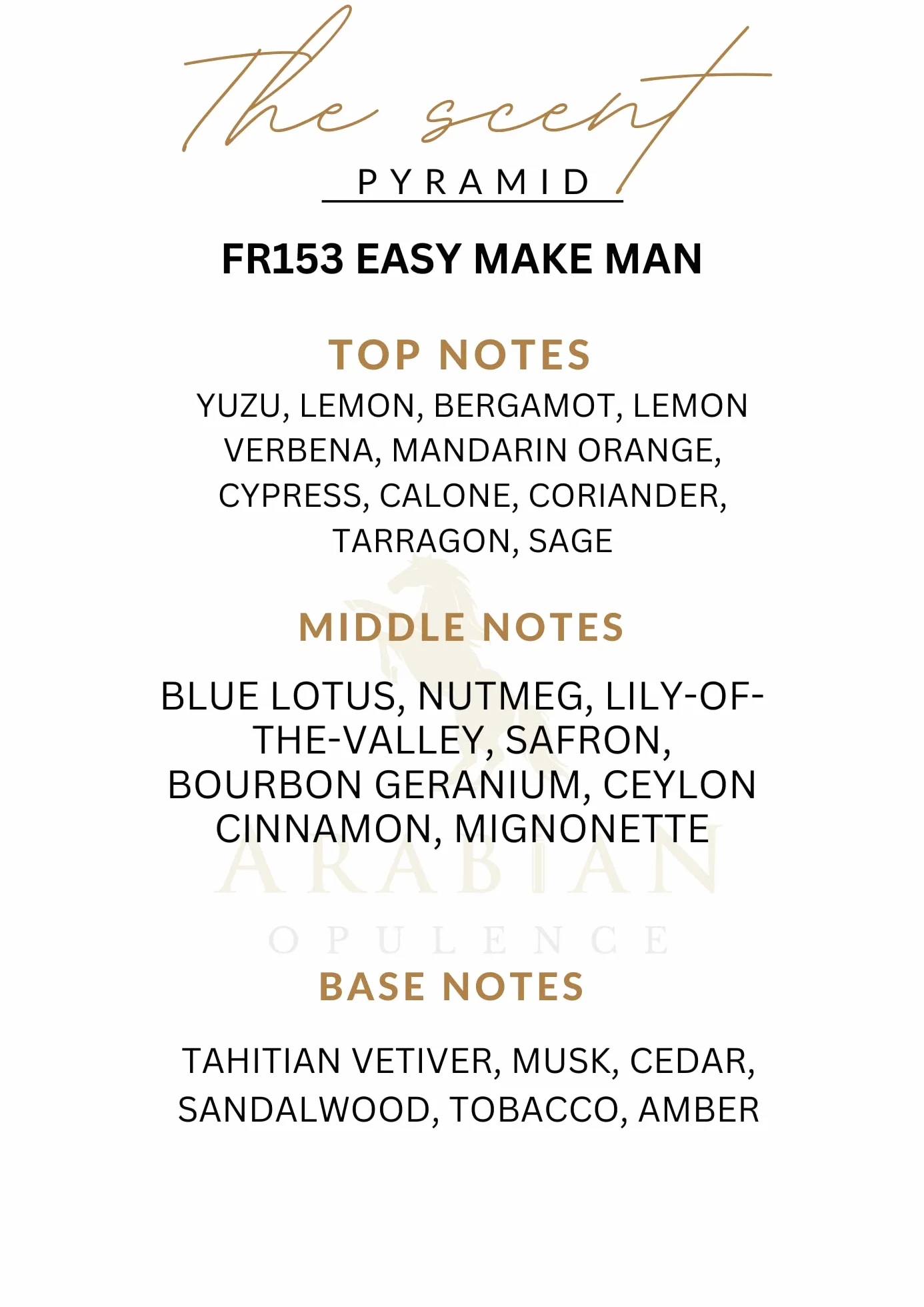 FR153 EASY MAKE MAN olejek perfumowany dla kobiet. 6 ml butelka Roll-on. Arabska opulenz. Cytrusy/aromatyczny/świeży/kwiatowy/drzewny