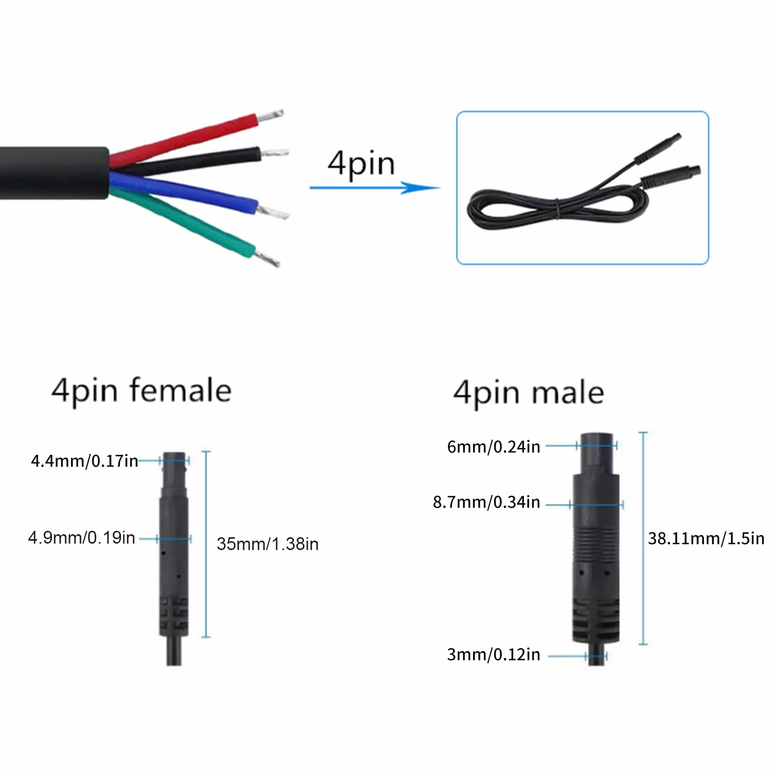 2 szt. 2.5m 4Pin Kamera do Deski Rozdzielczej Samochodu Przedłużacz Widok z Tyłu Kamera Cofania Przedłużacz Przewodu do 12V 24V Ciężarówka Przyczepa Kempingowa