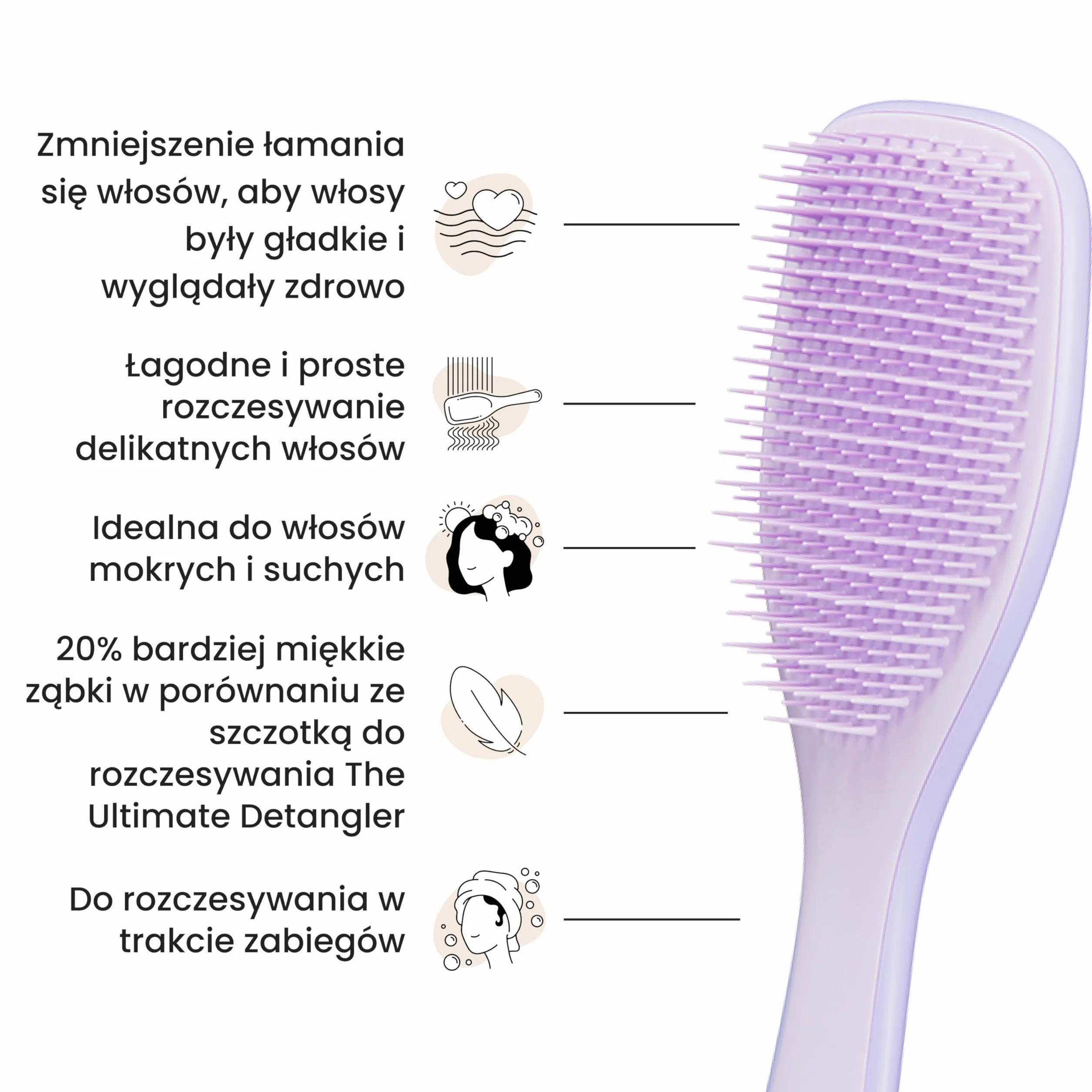 Tangle Teezer Fine & Fragile Ultimate Detangler, do cienkich i delikatnych - Miękkie, elastyczne ząbki redukują łamanie i ciągnięcie - Łagodna dla delikatnych włosów - Hipnotyzujący wrzos