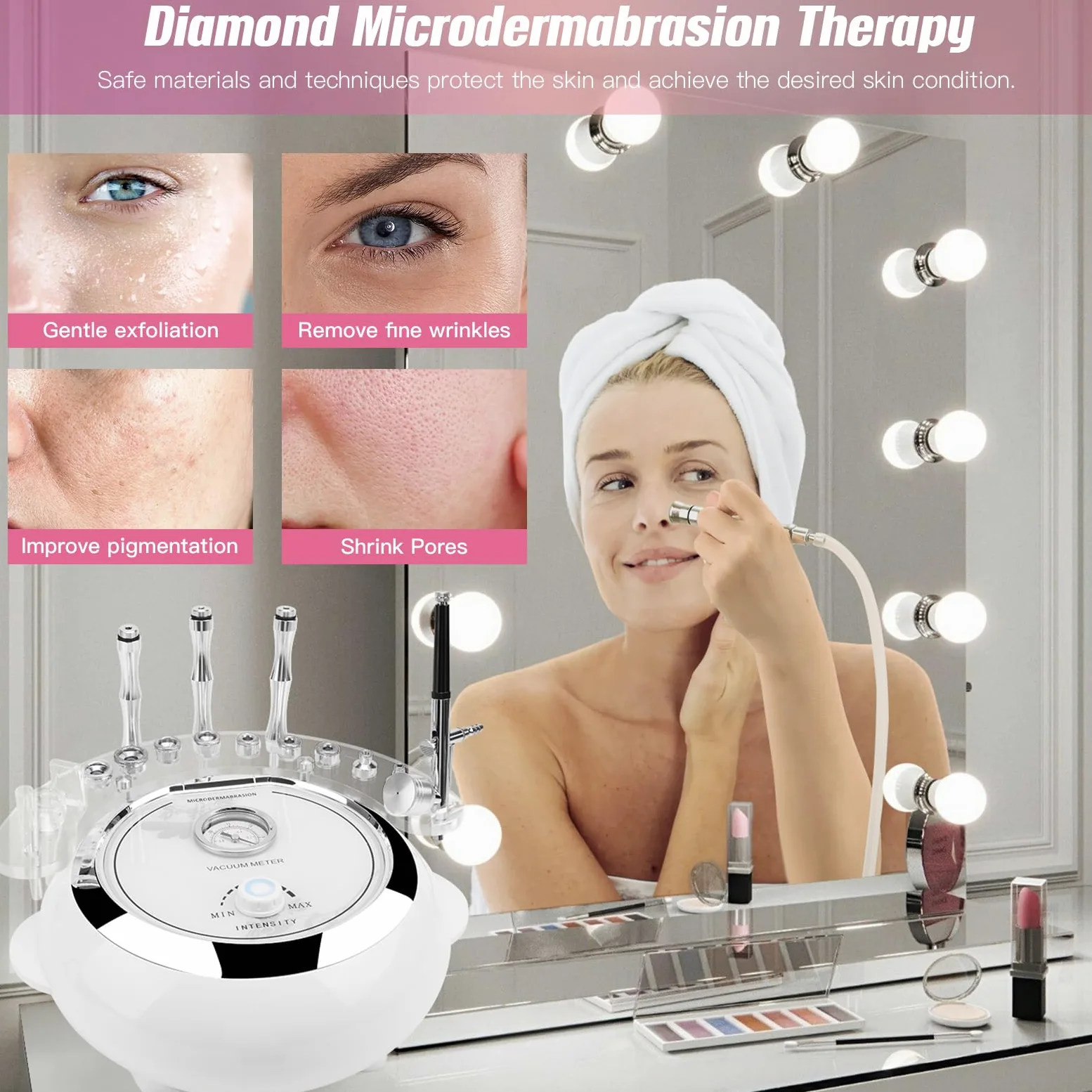 Profesjonalne urządzenie do dermabrazji, 3 w 1 Urządzenie do mikrodermabrazji diamentowej mikrodermabrazja, peeling twarzy, profesjonalny sprzęt kosmetyczny do użytku domowego