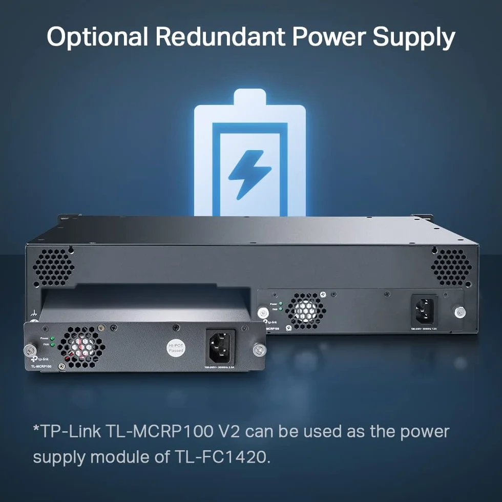 TP-Link TL-FC1420 | Obudowa rack 14-slotowa dla konwerterów mediów | Hot-swap | Zasilanie redundantne
