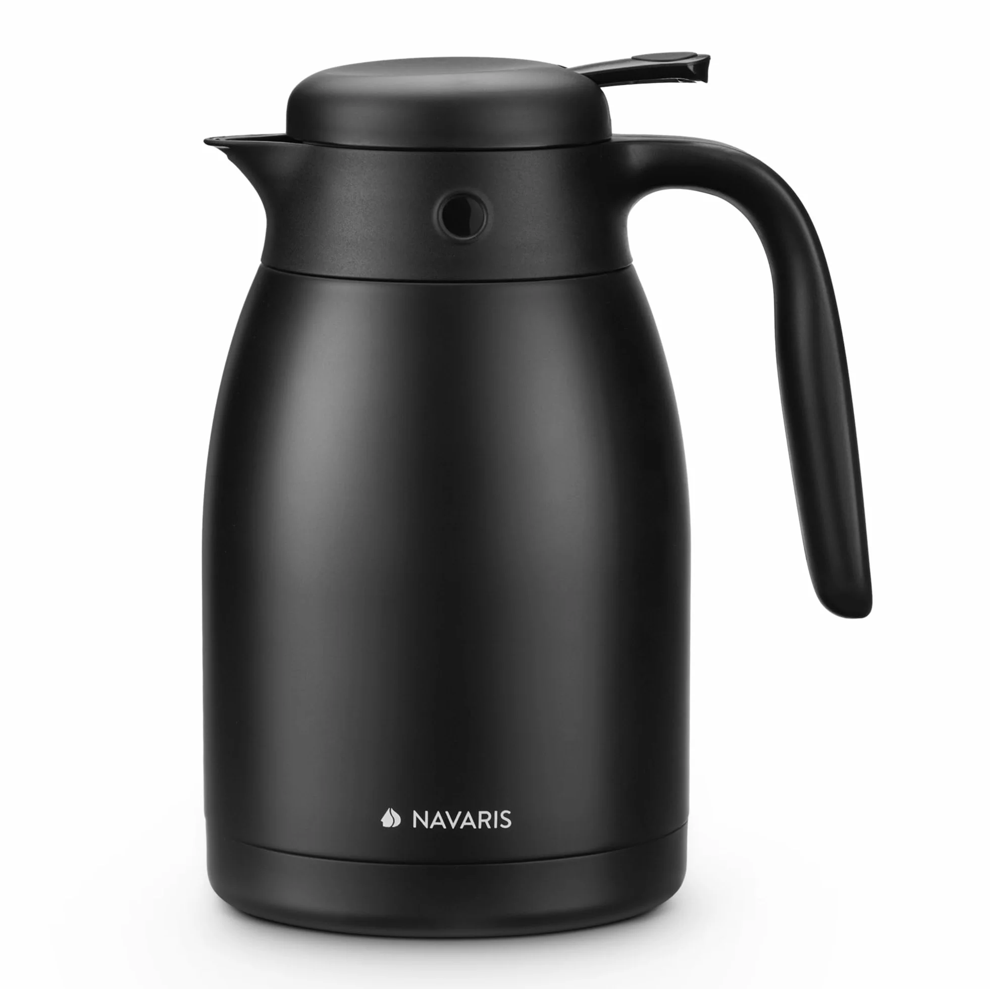 Navaris izolowany serwis do kawy - karafka ze stali nierdzewnej w kolorze matowego czerni - termos do herbaty lub wody - izolowany dzbanek próżniowy na gorące i zimne napoje - 1,5 L / 50 oz