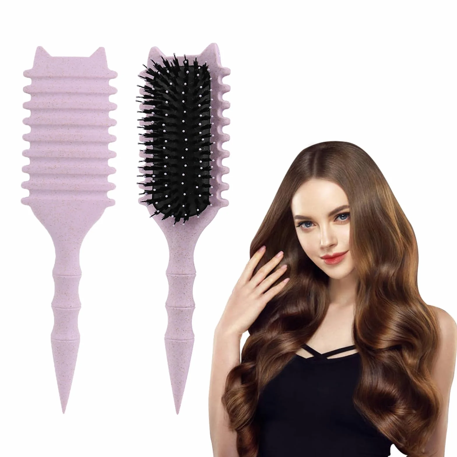 Szczotka do włosów Curl Hair Brush do stylizacji loków, szczotka do włosów, z włosia dzika, wielofunkcyjna, bez ciągnięcia, masowania i rozczesywania (fioletowa)