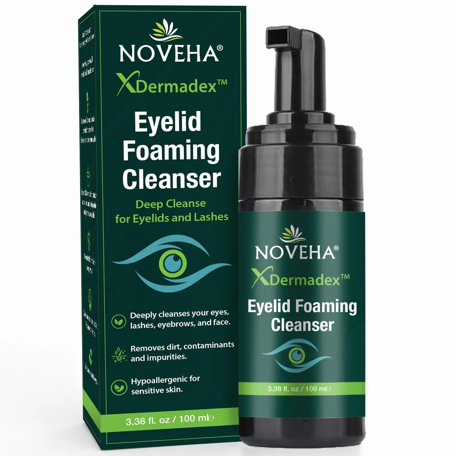 Demodex Eye Cleanser Foam | Extra Strength Tea Tree Oil Formula | Daily Face Wash For Eyelash, Demodex, MGD, Stye Eyes, podrażnienia oczu i wysuszenia skóry, 100 ml