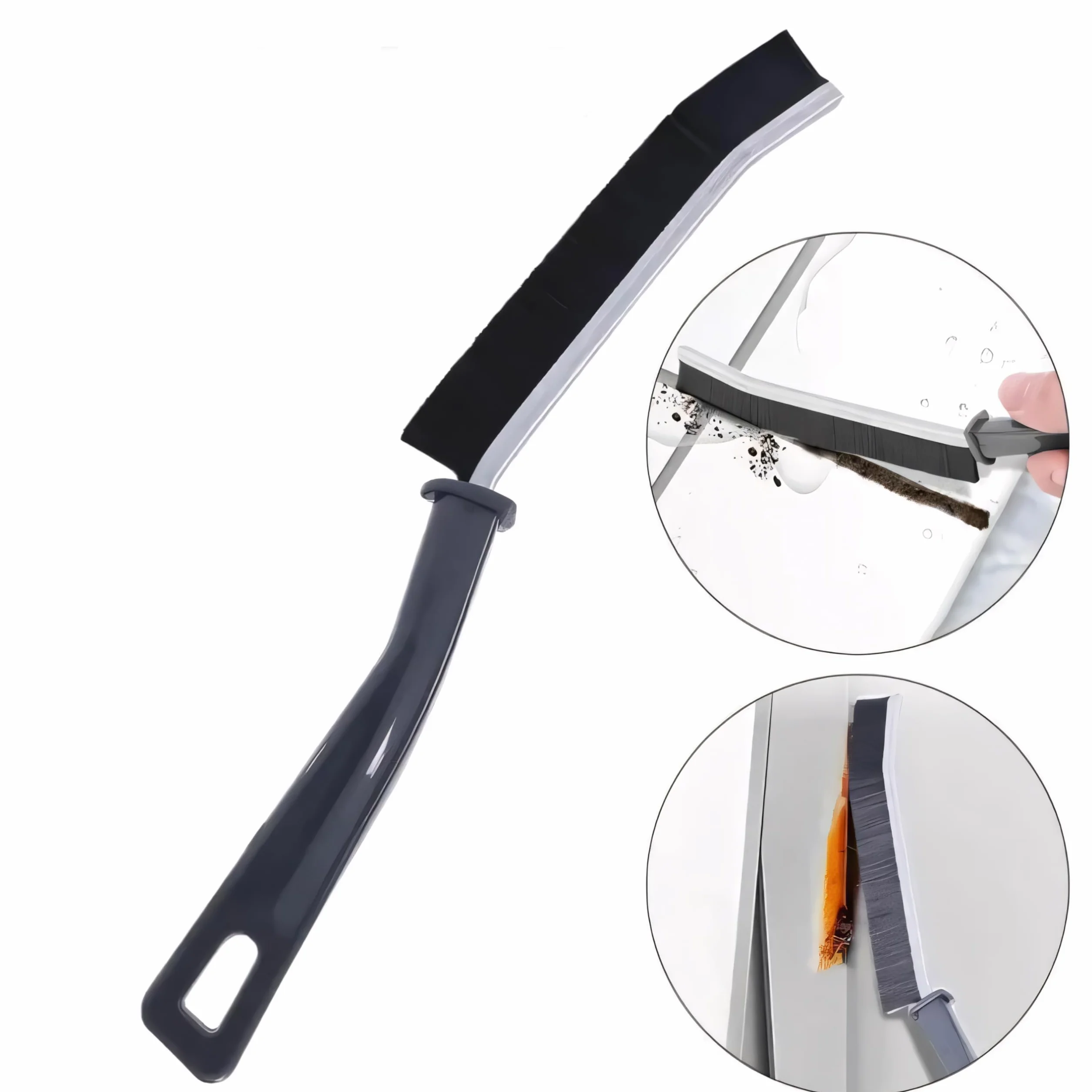 Retoo Szczotka do czyszczenia szczelin z twardego włosia 24 cm długości, otwór do zawieszenia, szczotka do czyszczenia narożników, szczotka do fug, do łazienki, narzędzia do czyszczenia drzwi, okien
