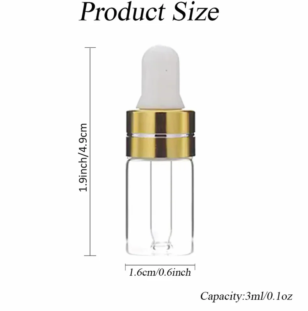 Upstore 12 butelek z zakraplaczem, szklane, 3 ml, do olejków eterycznych, kosmetyków, zakraplacza do oczu, aromaterapii, perfum, próbek ataru