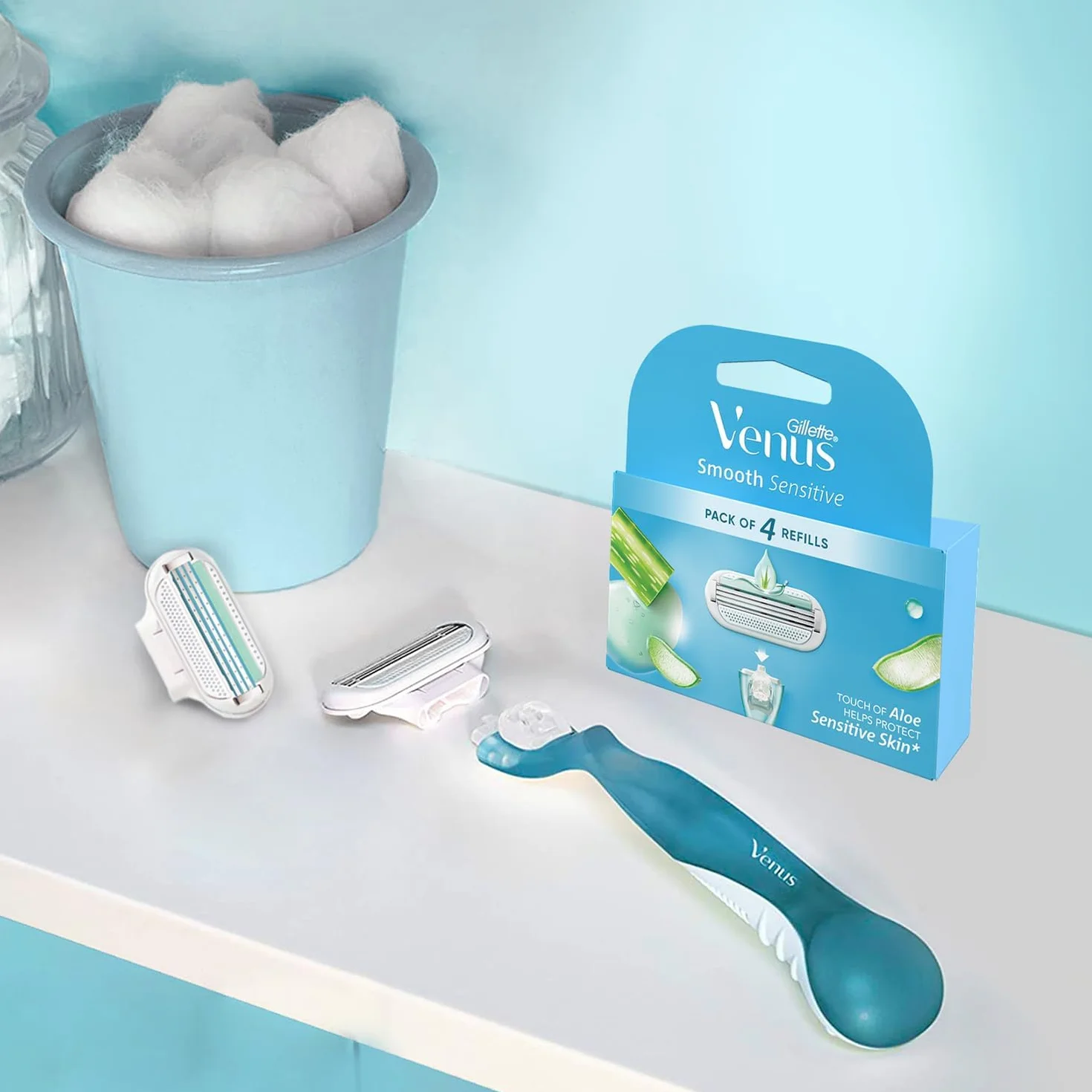 Gillette Venus Smooth damskie ostrza do golenia z uchwytem wielokrotnego użytku, 4 zapasowe ostrza