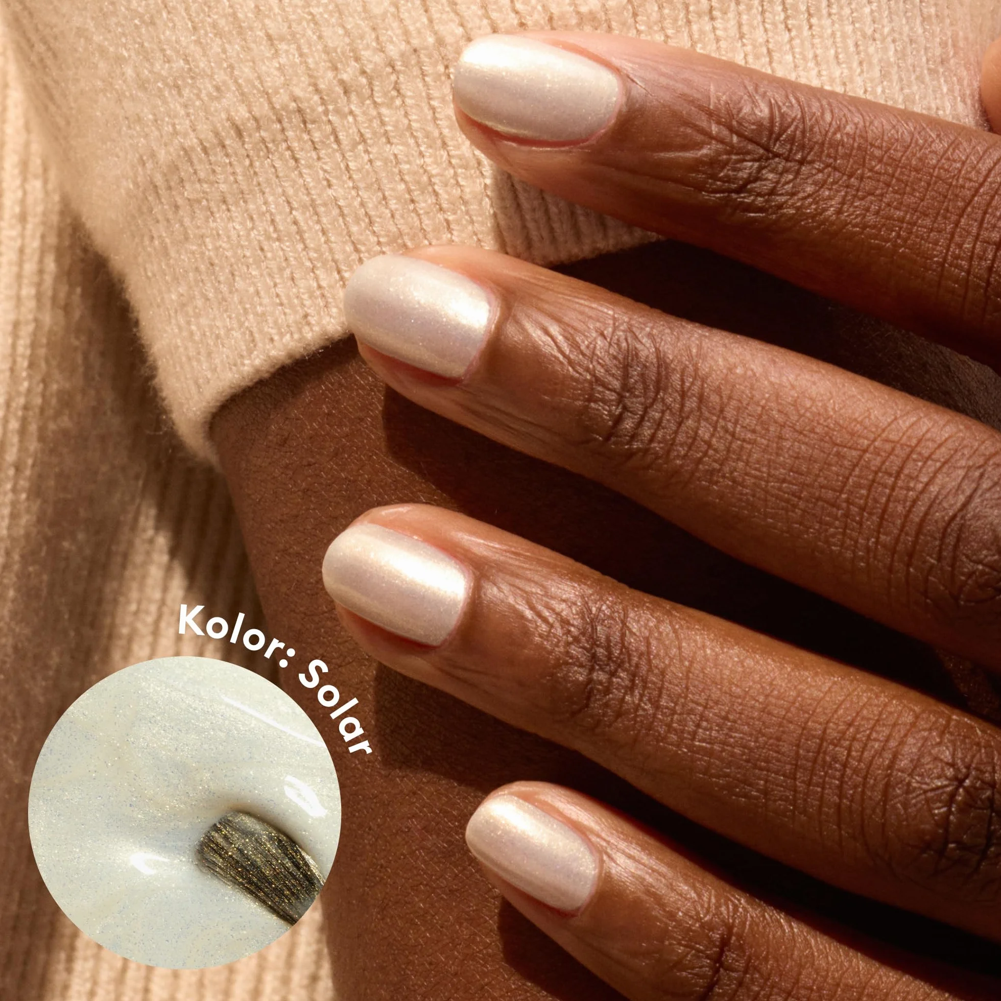 Manucurist - Zielony do paznokci słoneczny - Biały ze złotymi refleksami - 9-Free Classic - Wegański i organiczny (83%) - Profesjonalny manicure - 15 ml