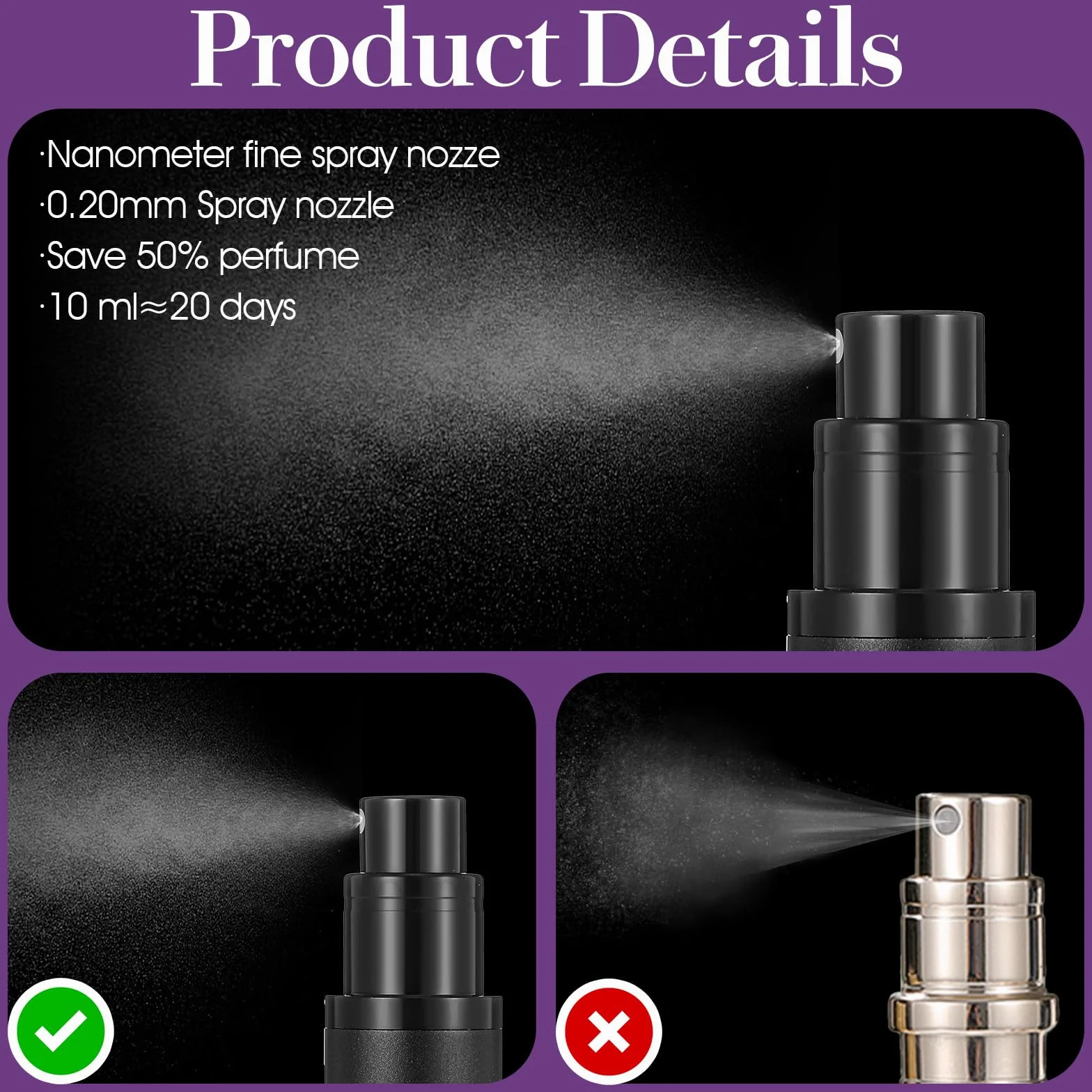 Mini rozpylacz perfum do wielokrotnego napełniania, przenośny podróżny perfumy do wielokrotnego napełniania, szczelny, pusty dozownik wody kolońskiej, 10 ml, butelka z rozpylaczem, do