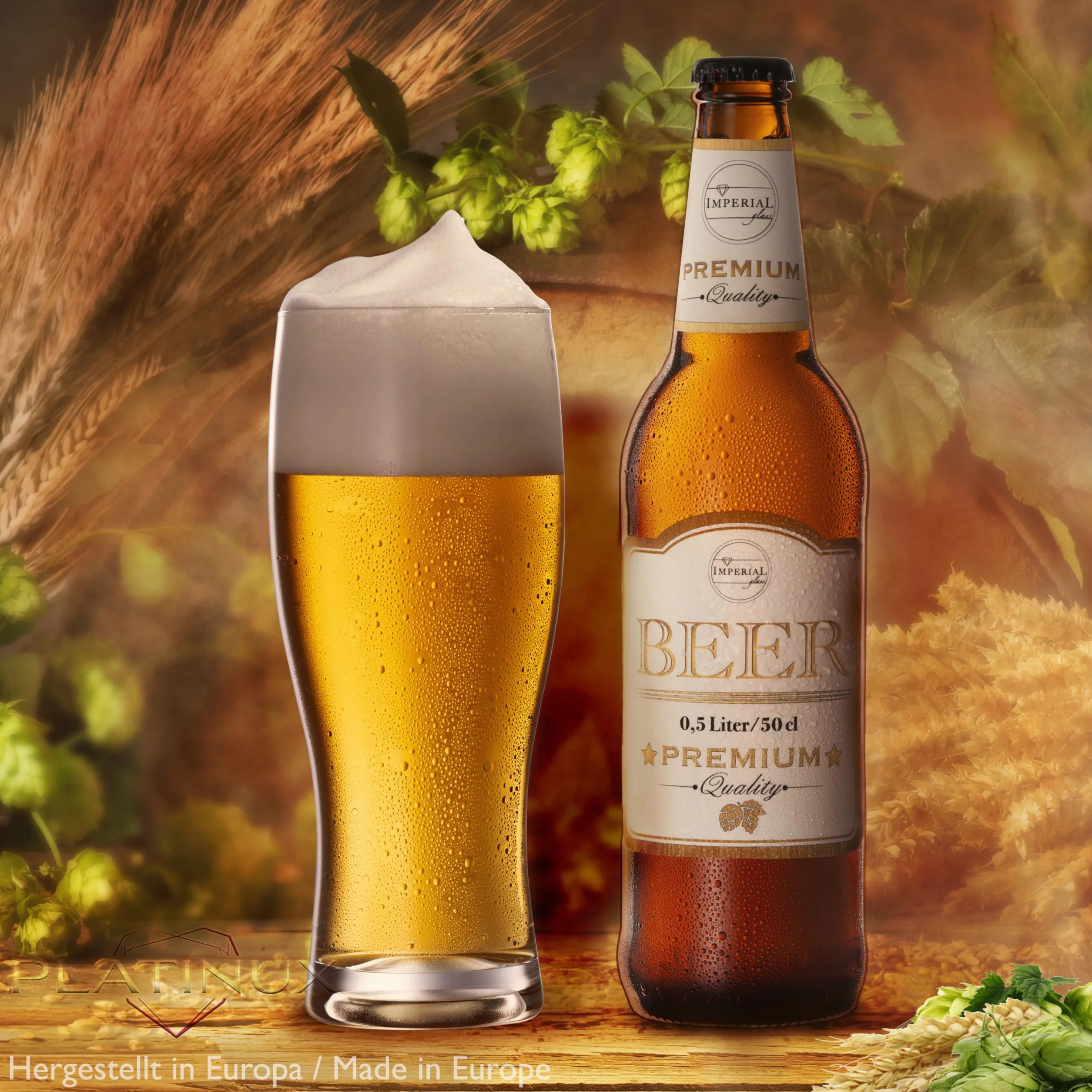 PLATINUX Szklanki do piwa 500 ml (maks. 640 ml) ze szkła zestaw 6-częściowy kufel do piwa pszenicznego wysoki kieliszek do piwa 0,5 l