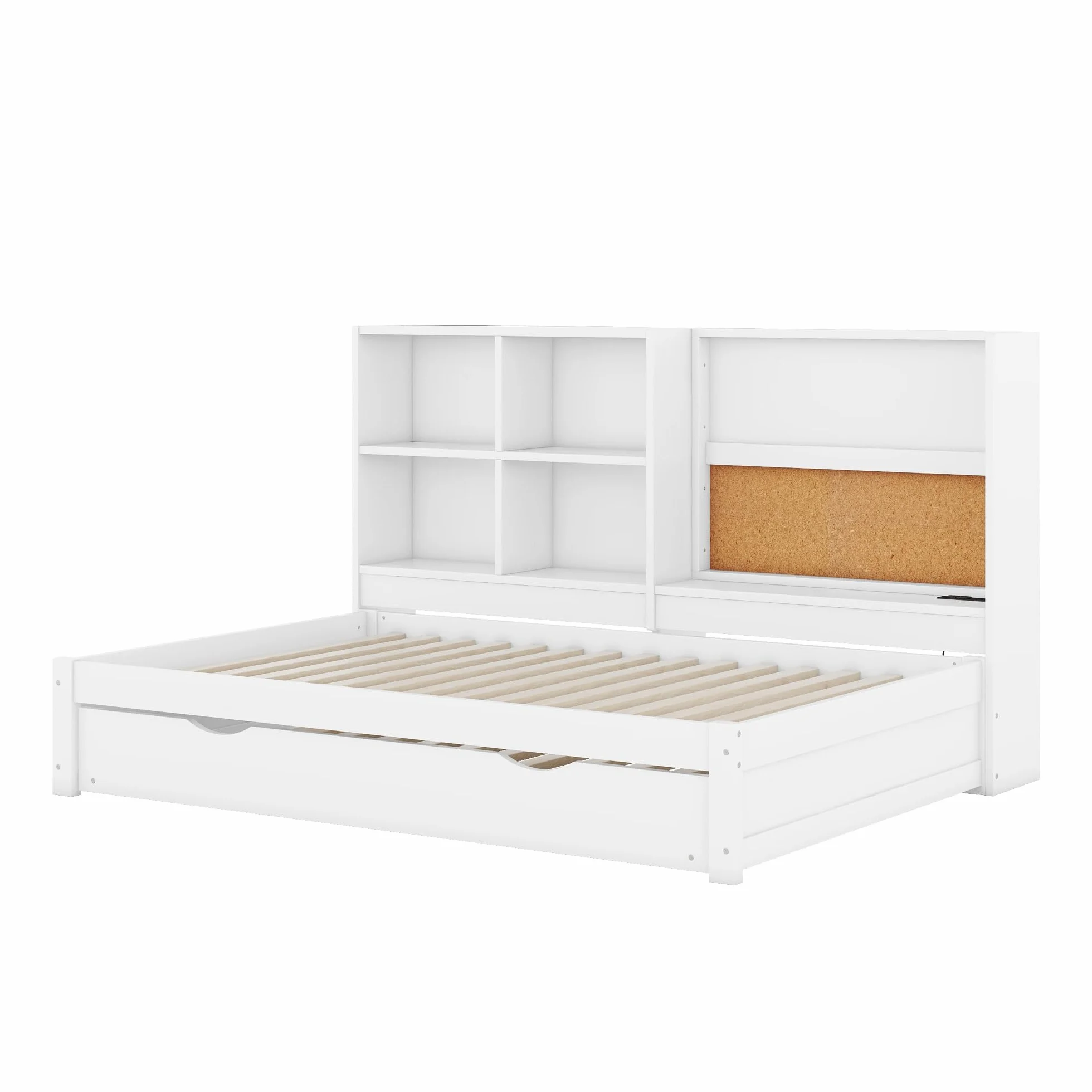 Łóżko wysuwane 90 x 200 cm, łóżko wysuwane do podwójnego łóżka 180 x 200 cm, nośność 120 kg, łóżko dzienne, sofa z funkcją spania z wieloma schowkami i deską kreślarską (białe)