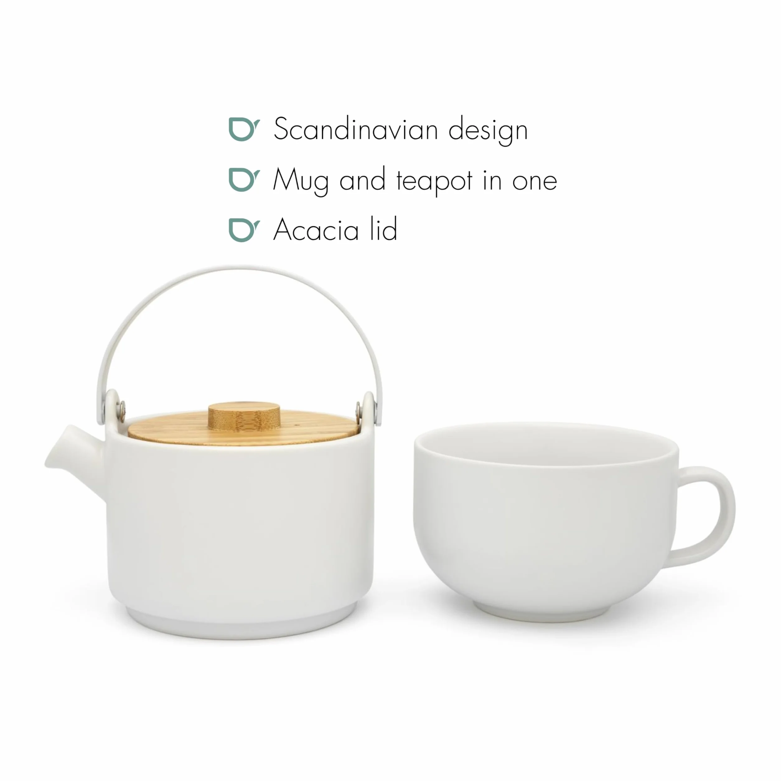 Bredemeijer Biała matowa ceramika Tea-for-one zestaw 0,5 litra 2-częściowy