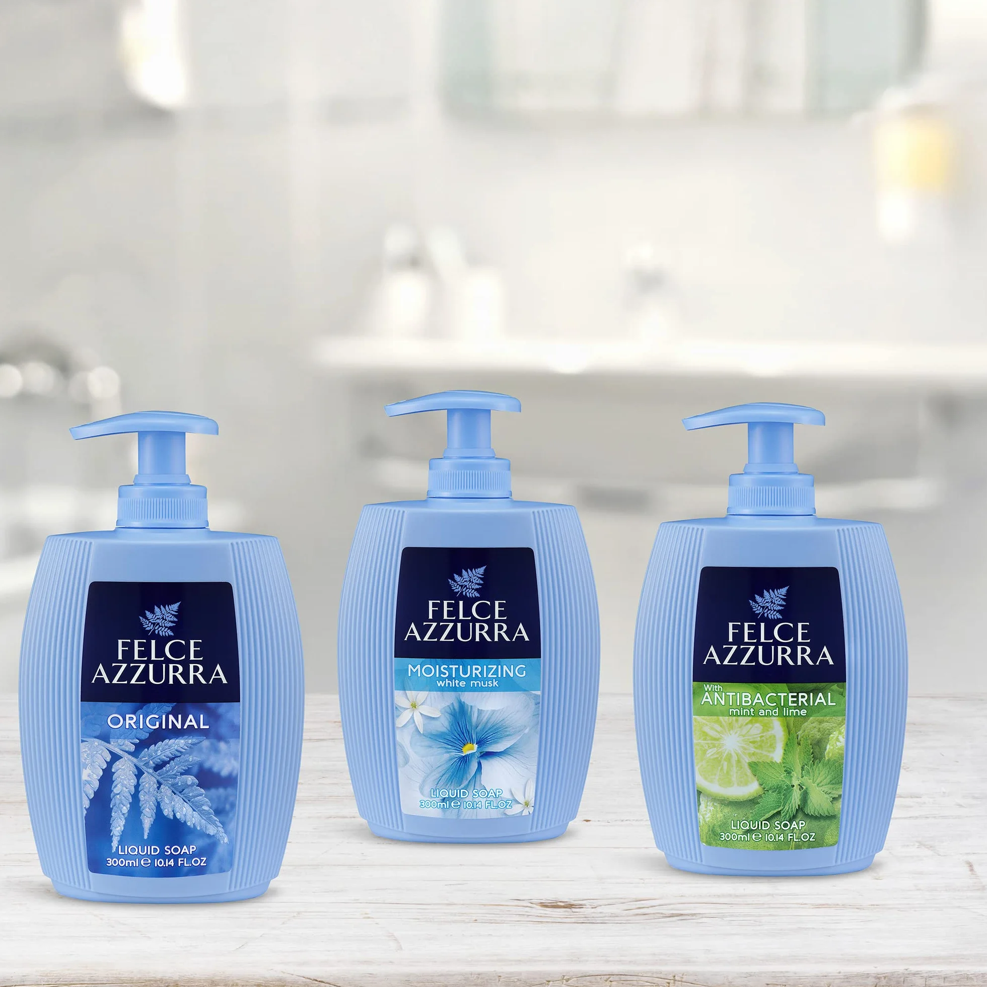 Felce Azzurra Mydło w płynie White Musk – dozownik mydła o przyjemnym, świeżym zapachu i energii owoców cytrusowych – 1 opakowanie (1 x 300 ml)