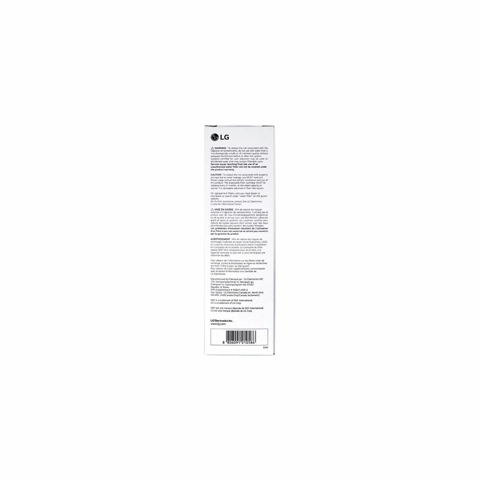LG LT1000P - zamiennik filtra wody do lodówki o pojemności 6 miesięcy/200 galonów (NSF42, NSF53 i NSF401*) ADQ74793501, ADQ75795105 lub AGF80300704