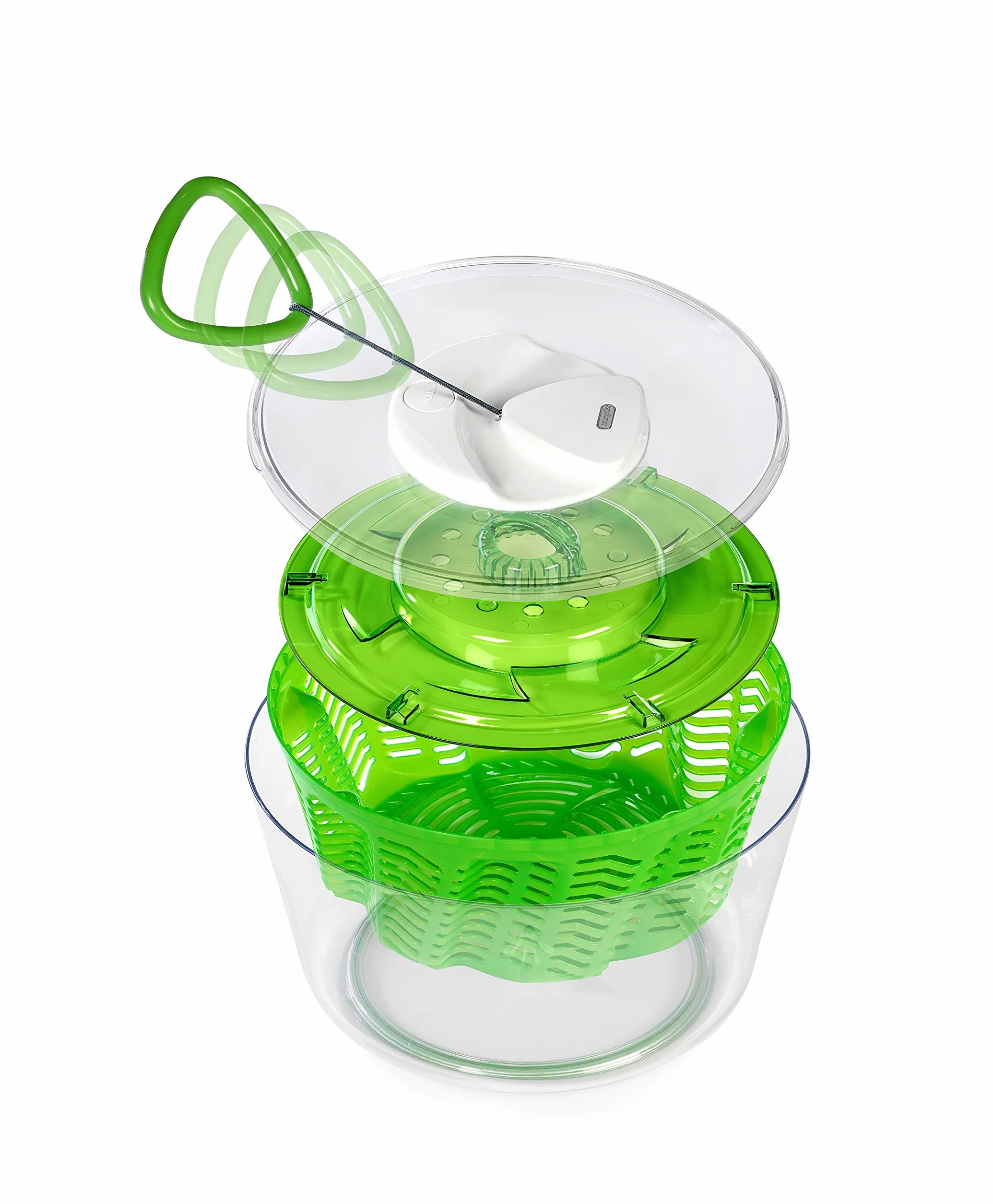 Zyliss Easy Spin 2 Salad Spinner, 3,5 l, plastik, zielony, unikalny AquaVent™/chowany przewód i system hamulcowy/antypoślizgowa podstawa/łatwe czyszczenie