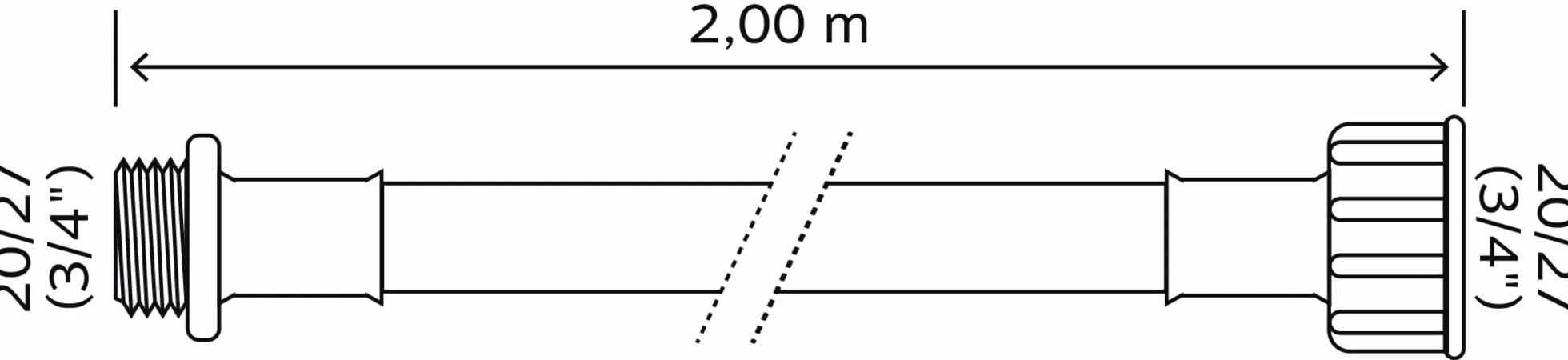 SOMATHERM FOR YOU Przedłużacz Do Pralki 2m 3/4" Złącza Męskie I Żeńskie Termogumowy