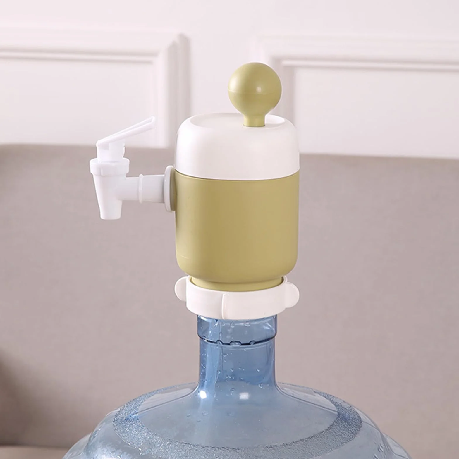 Drinking Water Pump Manual Hand Pressure Dispenser 2.64x6.50in Portable Water Spout Fits 2-6 Gallon Jug Bottles