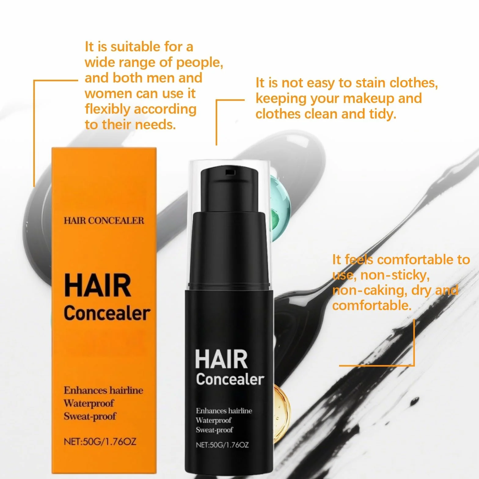 Hair Concealer, Root Touch Up Color do szarych koców i przerzedzających się włosów, wodoodporny i odporny na pot krem kryjący dla mężczyzn i kobiet (1)