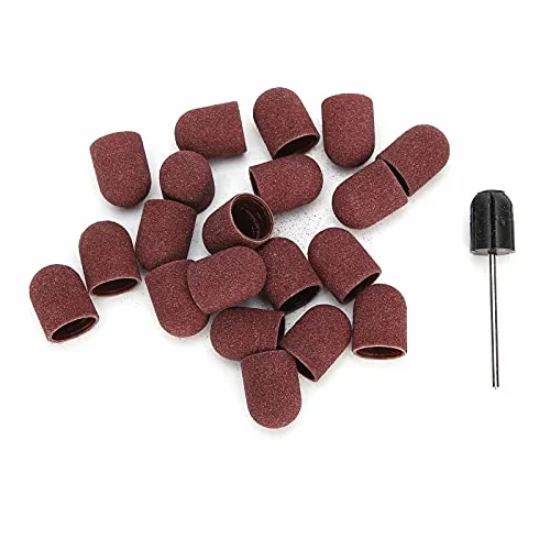 Końcówka do Szlifowania Paznokci, Nasadka do Szlifowania z 20 Głowicami ściernymi do Wiertarki do Paznokci, Narzędzia do Manicure, Taśmy Szlifierskie(brązowy)