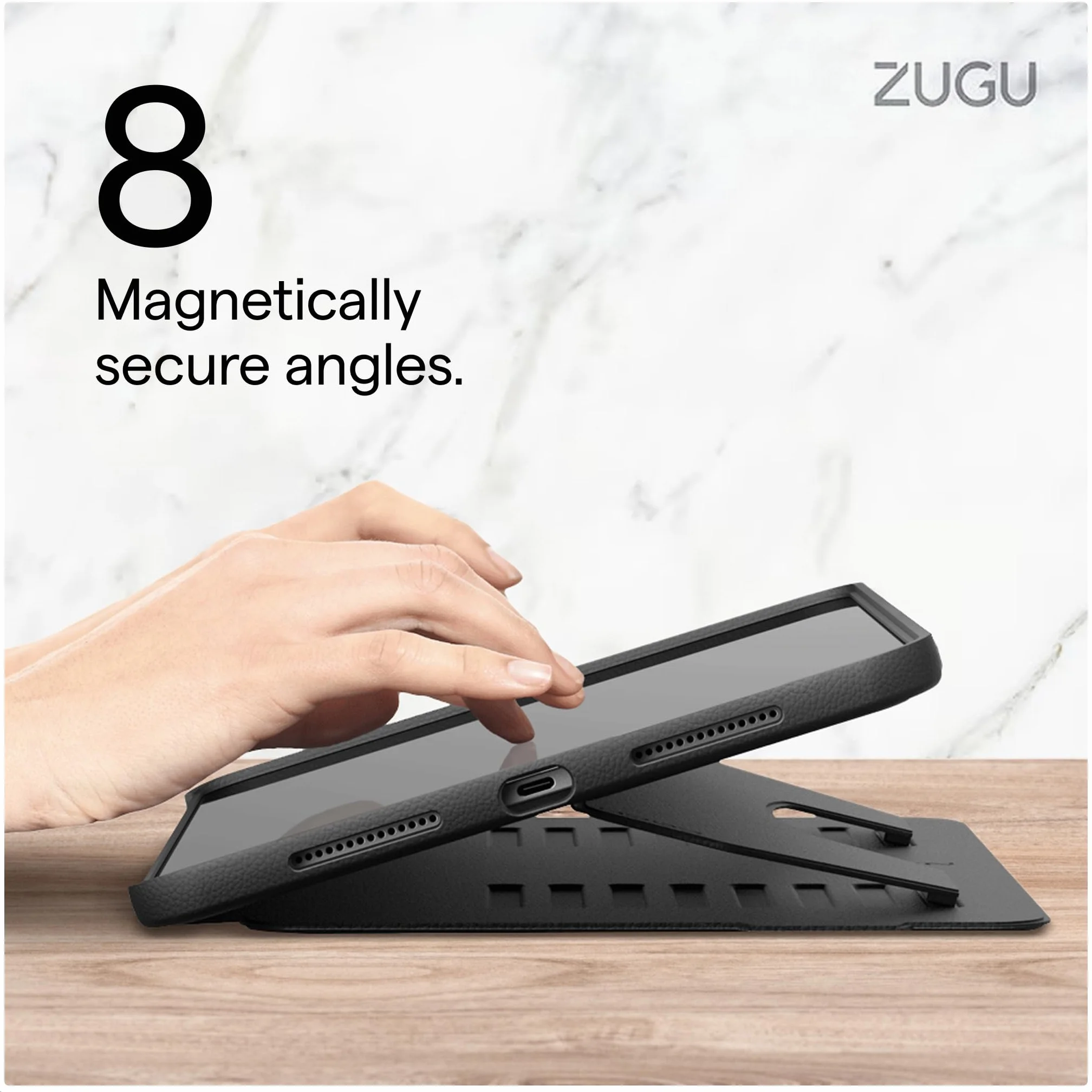 ZUGU CASE iPad 11/10 Generacji Case (A16 2025/2022) 10.9 Etui - Ultra Cienki Ochronny - Apple Pencil Kieszeń - Wygodne 8-Magnetycznie Kątom Stojak Automatyczne Usypianie/Budzenie [ Czarny ]