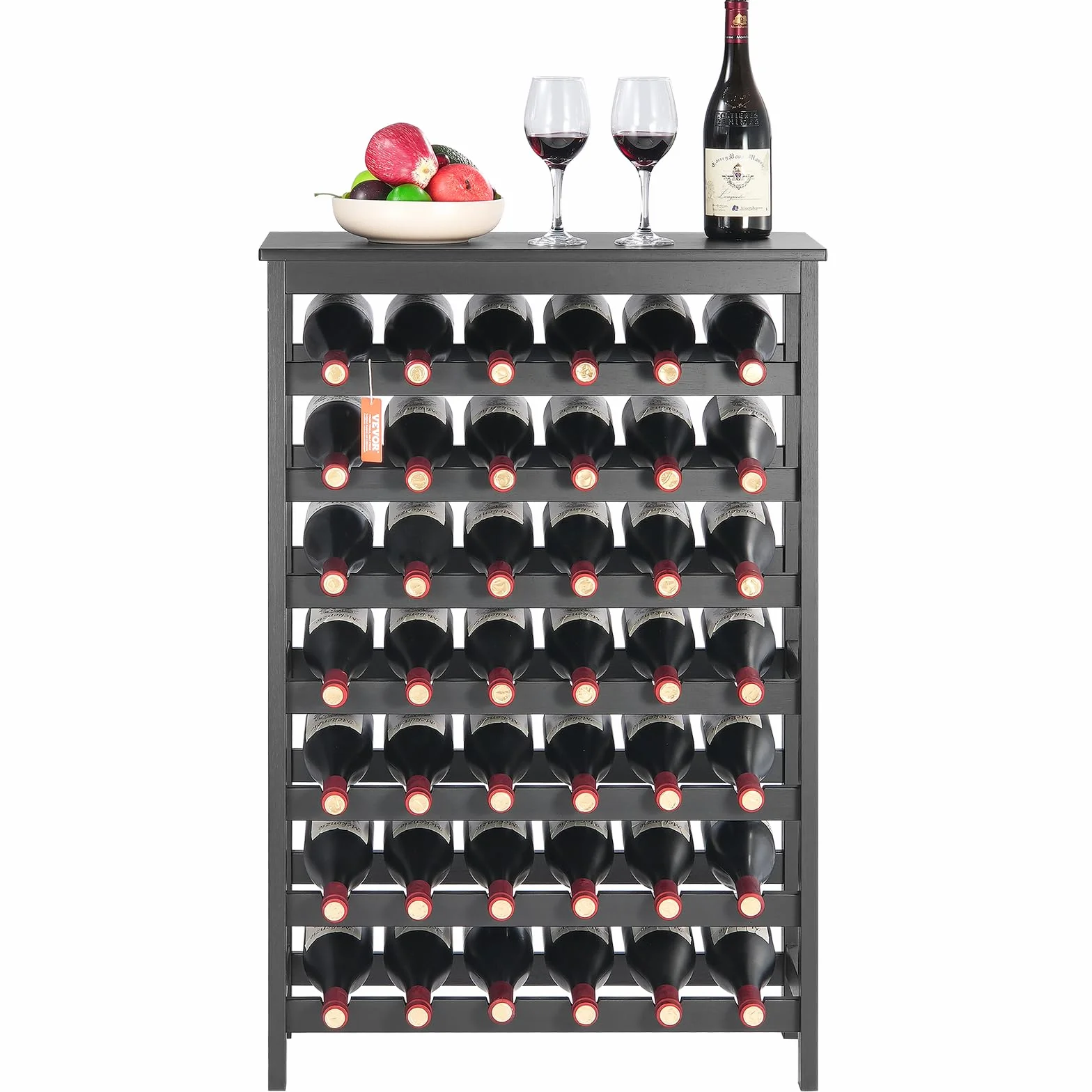 VEVOR Regał na wino 42 butelki 7 Stopniowy z Litego Drewna Bambusowego Wolnostojący