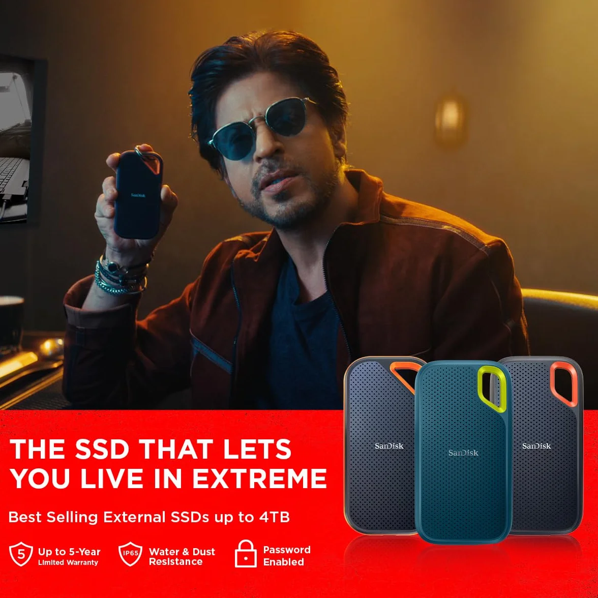 SanDisk 2TB Portable SSD external SSD USB 3.2 Gen 2 up to 520 MB/s read speeds, Black