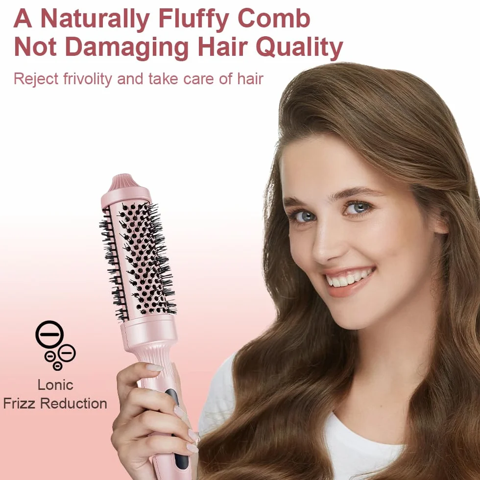 Thermal Brush szczotka do loków, ceramiczna szczotka termiczna 38 mm, szczotka do włosów z wysoką temperaturą, szczotka do włosów z cyfrowym wyświetlaczem, 3 w 1, do stosowania jako grzebień