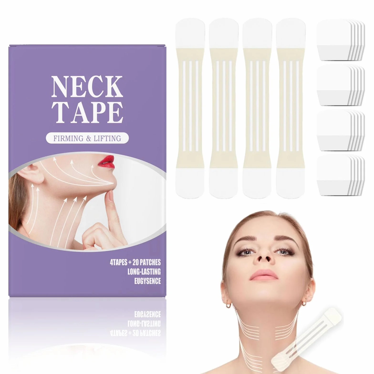 Neck Lift Tape,Neck Tape Lifting Invisible, Instant Lift for Sagging Skin & Wrinkles, (12 IN)