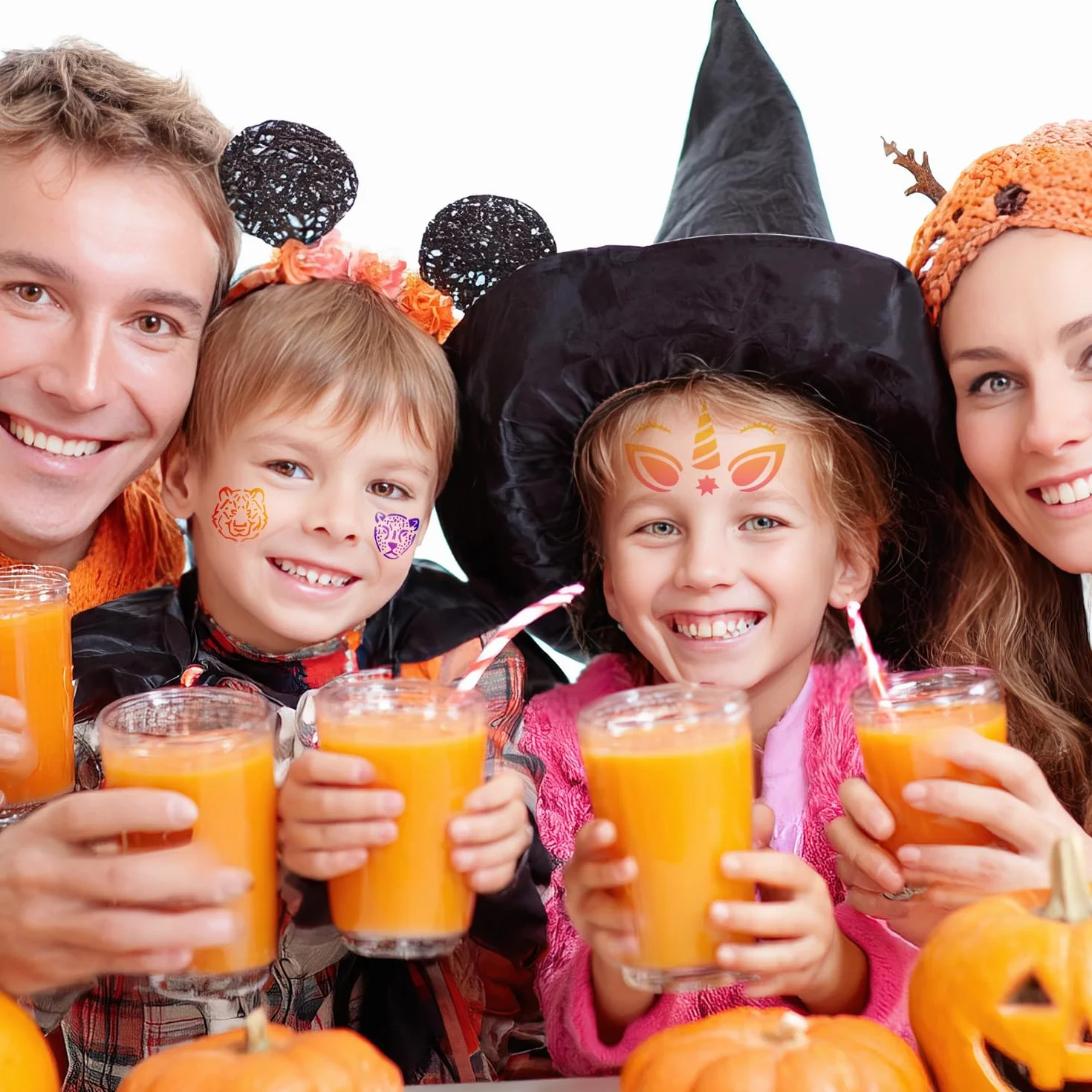 Lyreh 46szt Szablonów Malowania Twarzy, Wysokiej Jakości Wielokrotnego Użytku Szablony do Malowania Ciała i Twarzy na Halloween Praktyczne Akcesoria do Makijażu na Imprezę Halloweenową