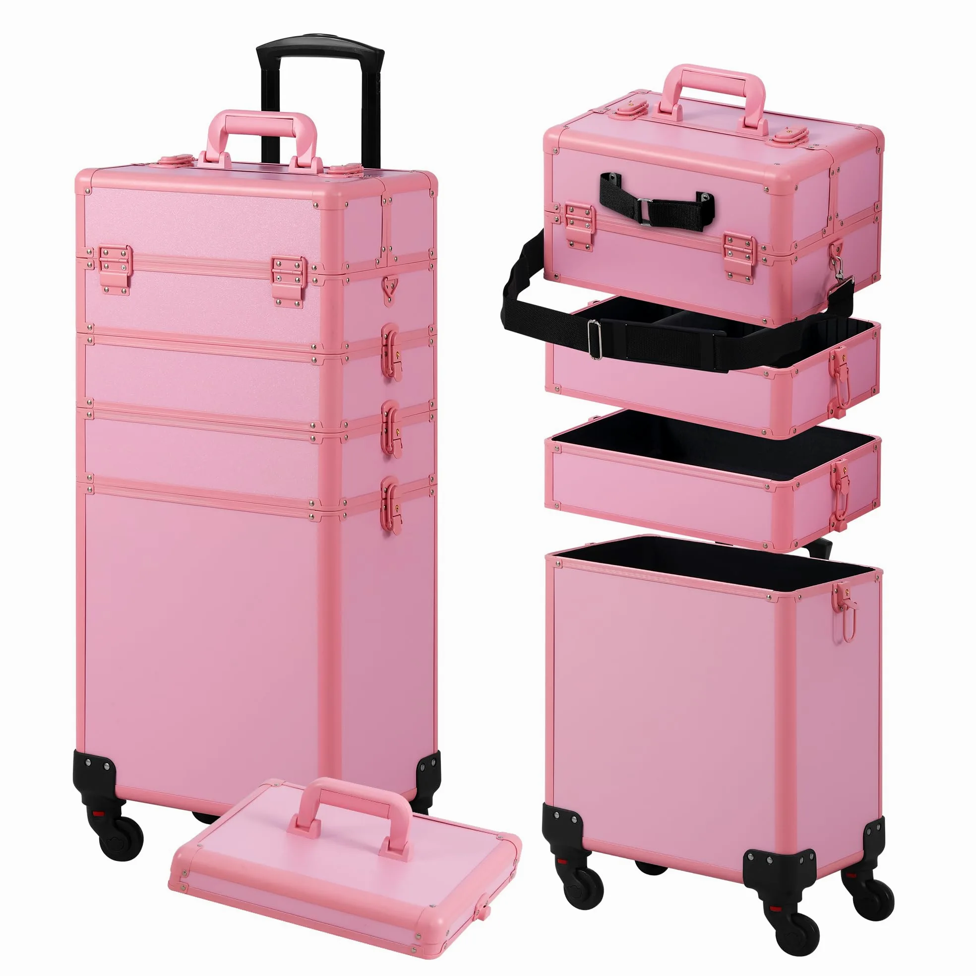 Somduy Etui na przybory do makijażu, etui na przybory do makijażu, kosmetyczka na kółkach, prezent świąteczny, duży organizer na przybory do makijażu, profesjonalna kosmetyczka do salonu