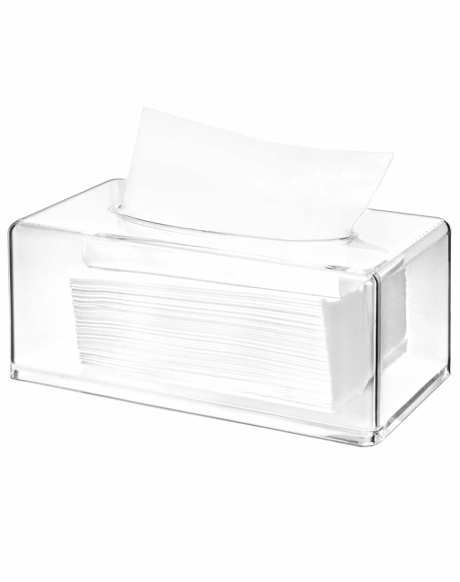 QWORK® Pudełko na chusteczki akrylowe, przezroczyste pudełko na chusteczki do twarzy, pudełko na chusteczki, do sypialni, łazienki, salonu