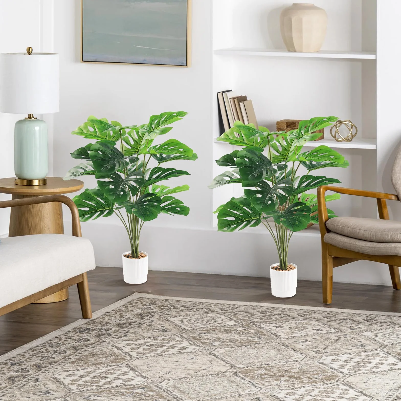 Sztuczna monstera 75 cm 2 sztuki dekoracja domu