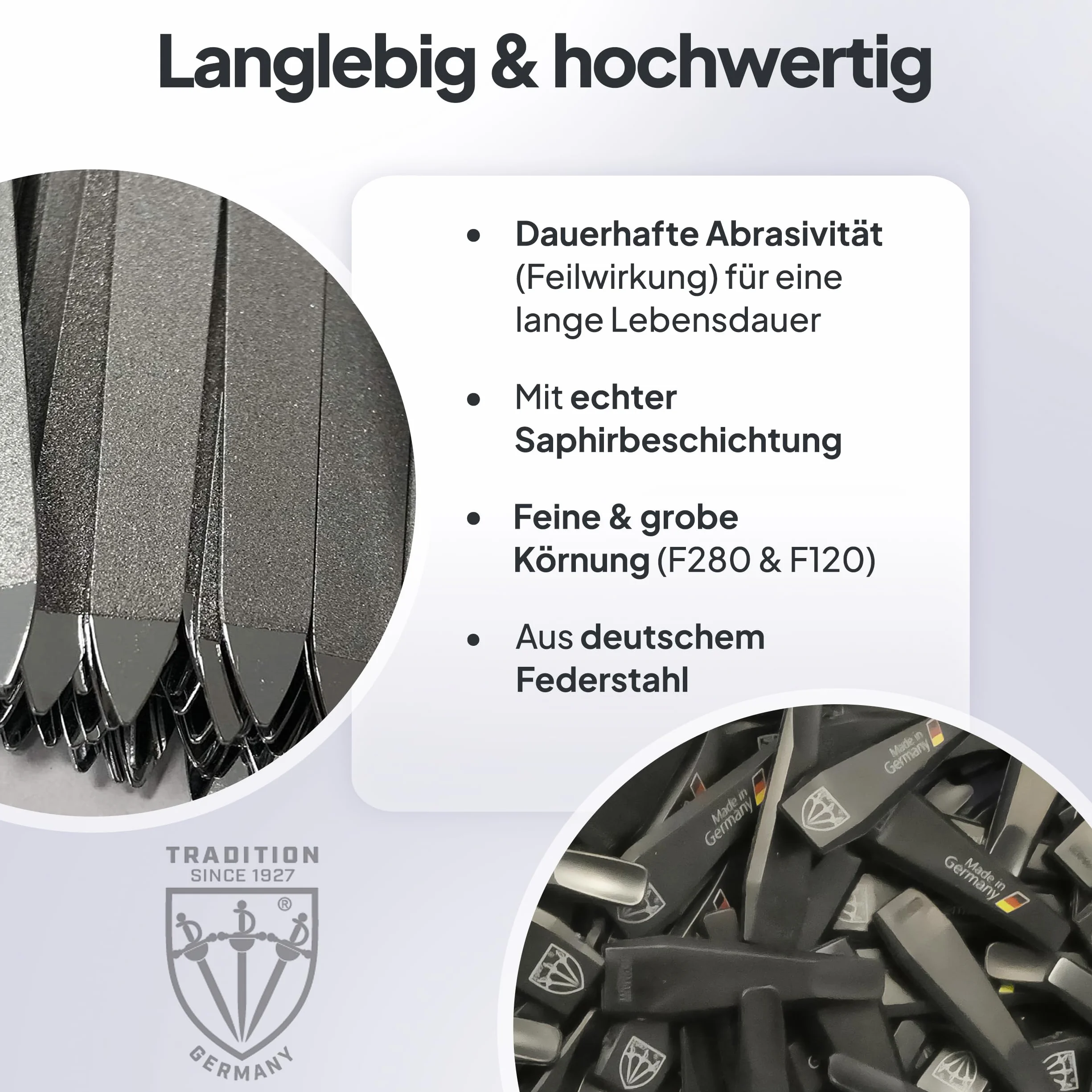 DREI SCHWERTER - Szafirowy pilnik do paznokci/pilnik kieszonkowy/pilnik do paznokci - Made in Germany - NOWY
