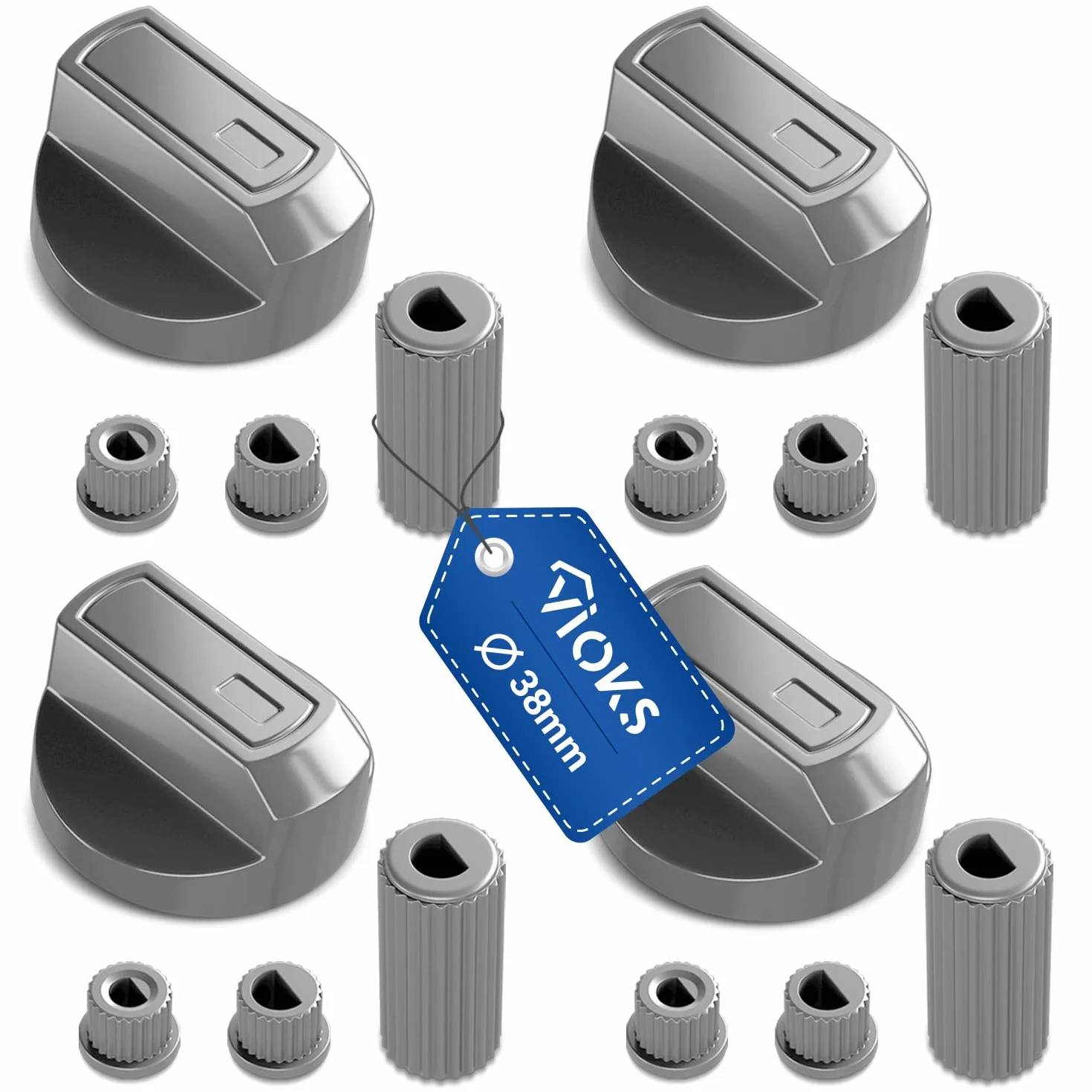 VIOKS Przełącznik do kuchenki 4 x zestaw 38 mm Ø 16-częściowy z adapterami