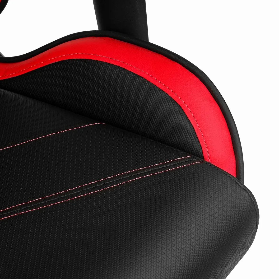 DRIFT Gaming Chair DR350 -DR350BR - Profesjonalny fotel do gier, imitacja skóry, podłokietniki 4D, ciche kółka, tłok klasy 4, pochylenie, poduszka lędźwiowa/szyjna, kolor czarny/czerwony