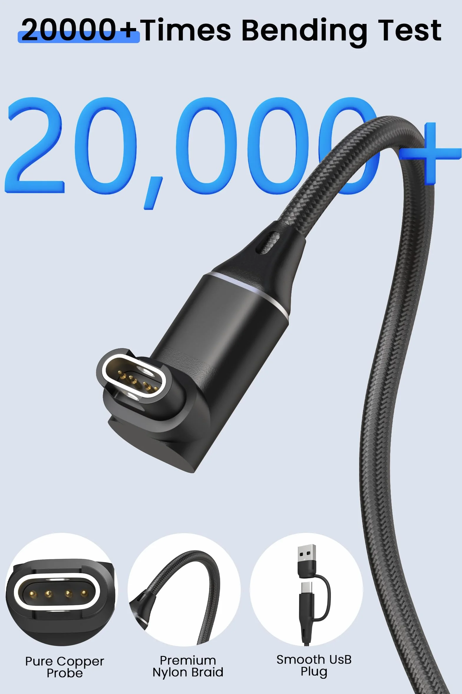 Kabel ładowania USB C/A kompatybilny z Garmin Forerunner 55 165 265 970 255, Vivoactive 5 6, Venu 3 Sq2, Instinct 3 2, Fenix 8 7 6 5, Approach S44