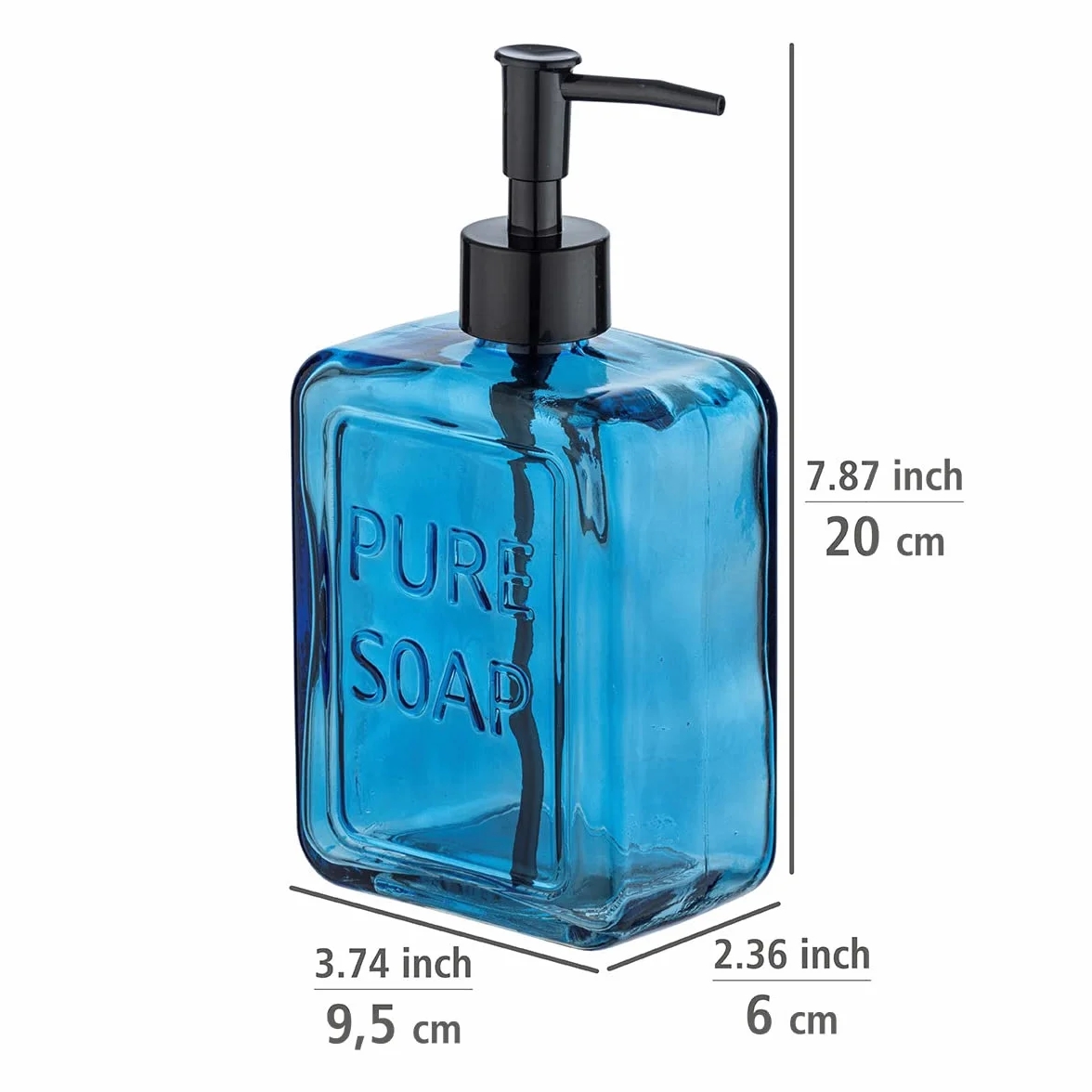 WENKO Dozownik mydła Pure Soap niebieski 9,5 x 20 x 6 cm