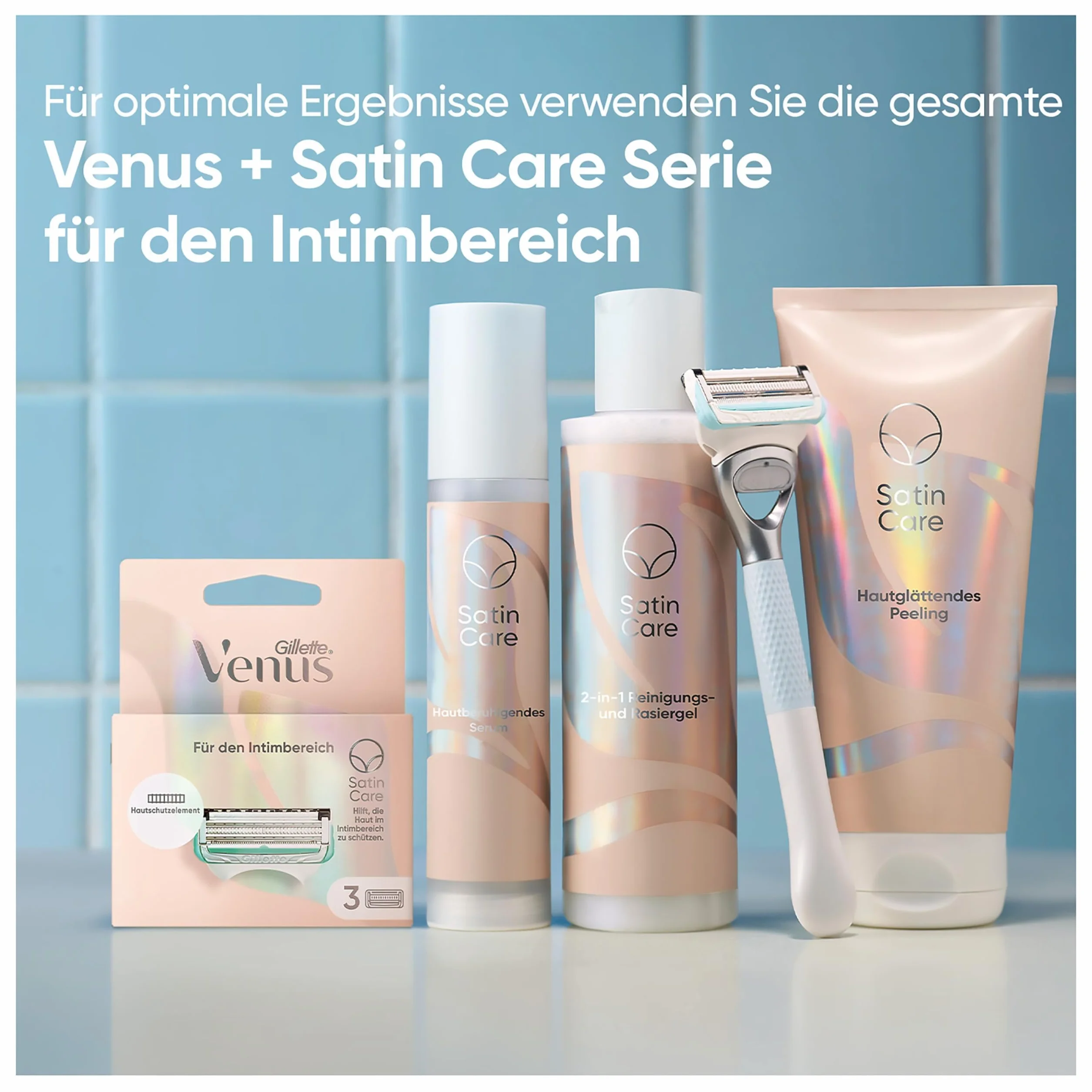 Venus Satin Care golarka damska do okolic intymnych – 4 zapasowe ostrza