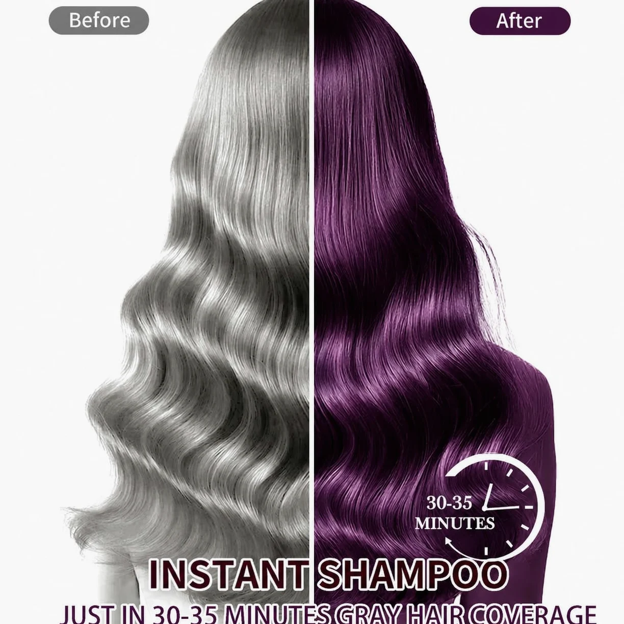 Purple Hair Dye Shampoo 3 w 1, szampon do farbowania włosów, fioletowy do siwych włosów, natychmiastowy szampon do farbowania włosów, dla mężczyzn i kobiet (500 ml)