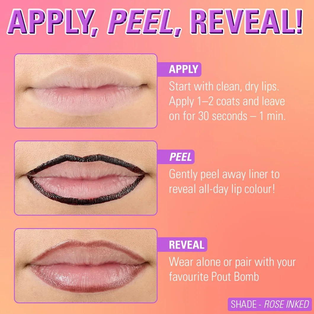 Revolution Lip Shift Ink Peel Off Lip Liner Stain – konturówka do ust o matowym wykończeniu, wegańska i nietestowana na zwierzętach, Hunny Kiss, 1,8 ml