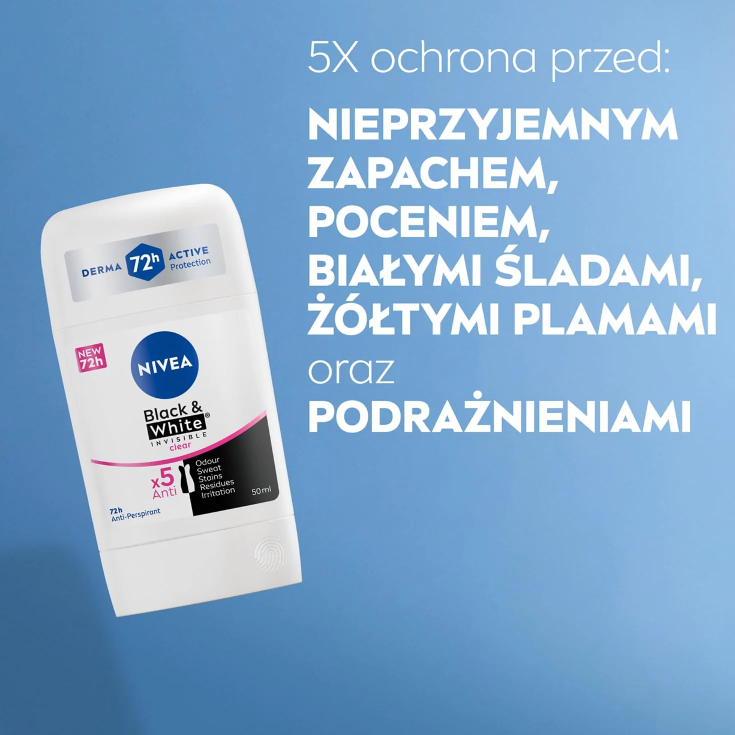 NIVEA Black & White Clear Antyperspirant w sztyfcie, 50 ml