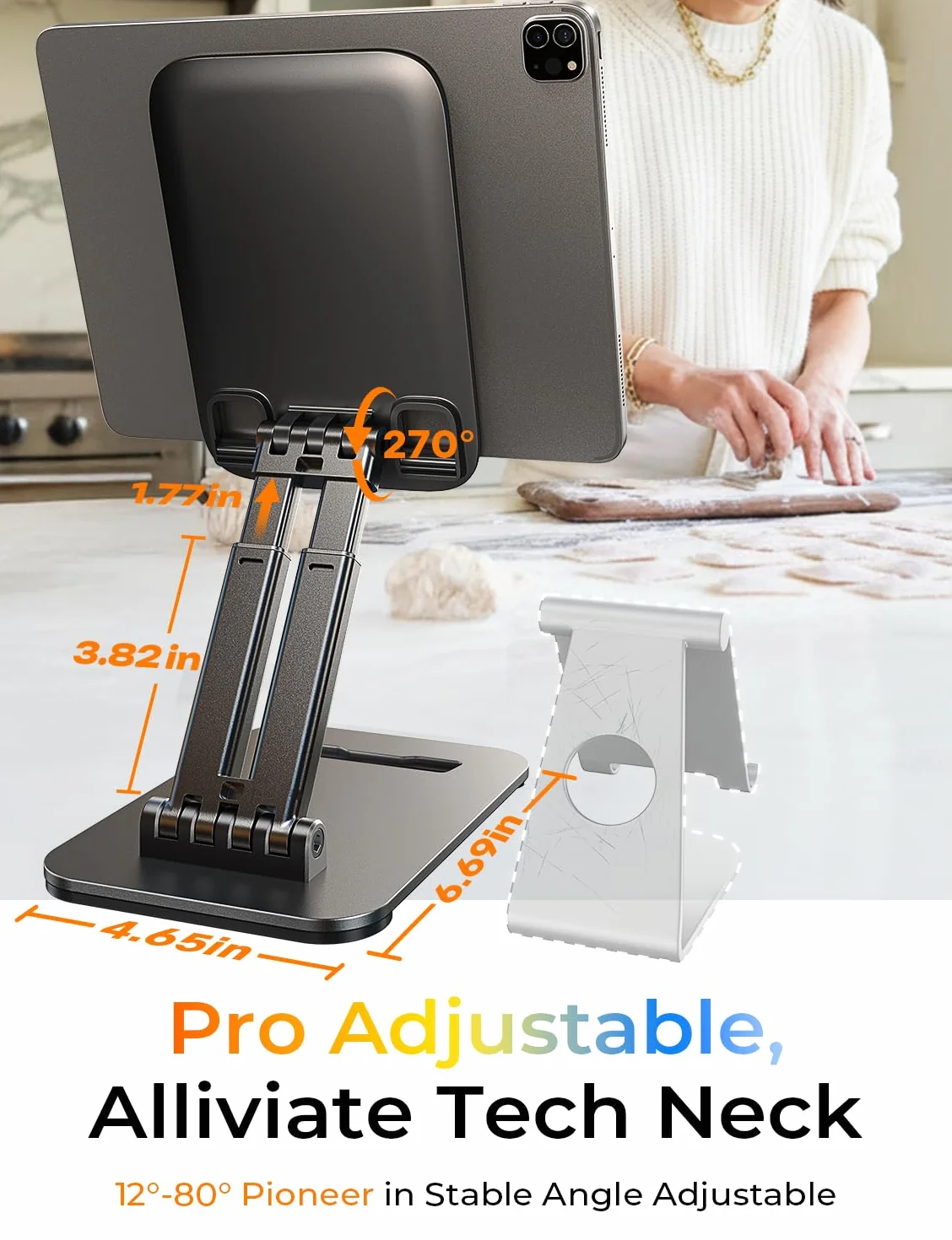 LISEN Stojak na tablet iPad stojak na biurko, składany dom biuro akcesoria na biurko podróż do iPada uchwyt akademik College Essentials przenośny stojak na monitor pasuje do kart Kindle iPhone 4-16